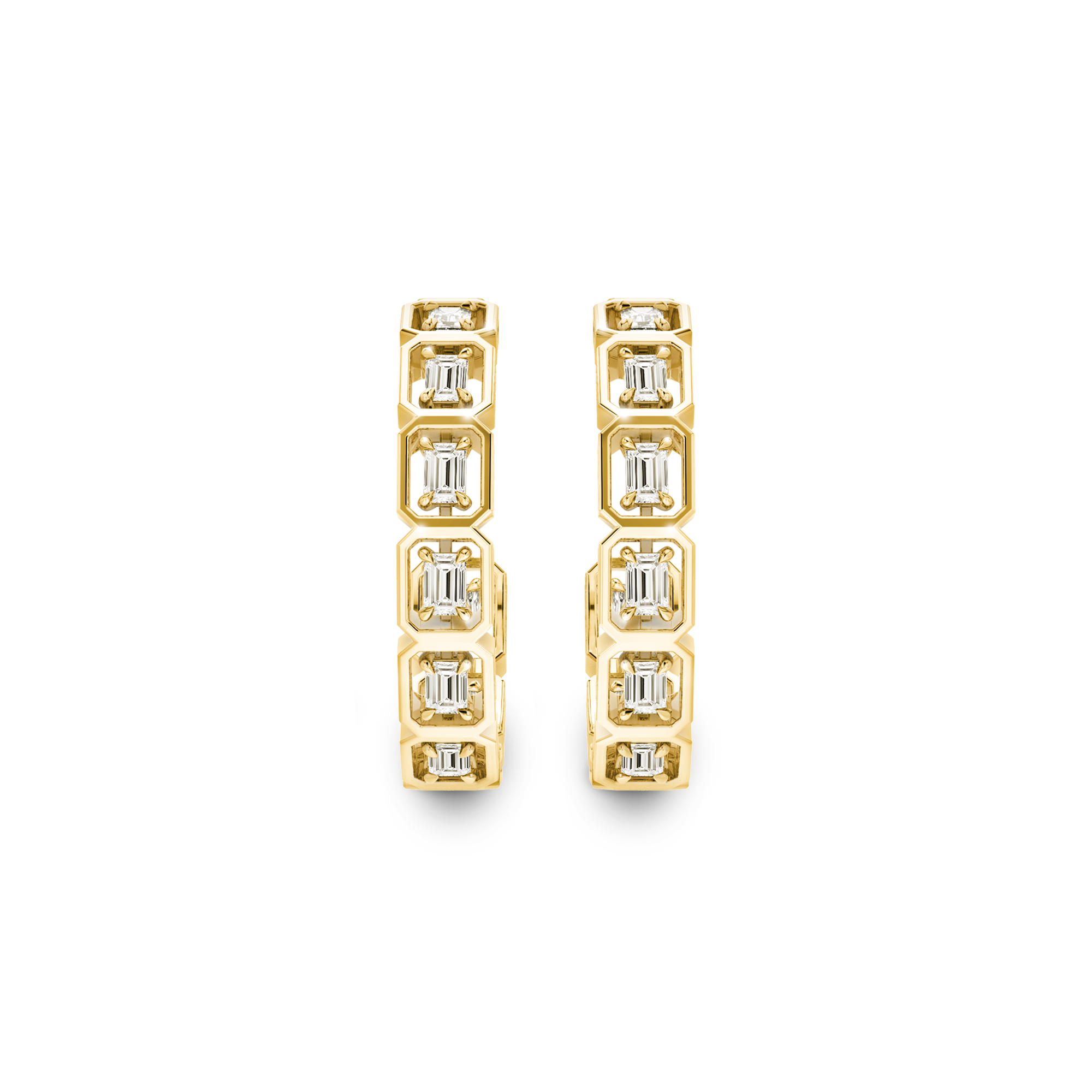 Saturn Emerald Diamond Hoops - Shimansky Jewelry