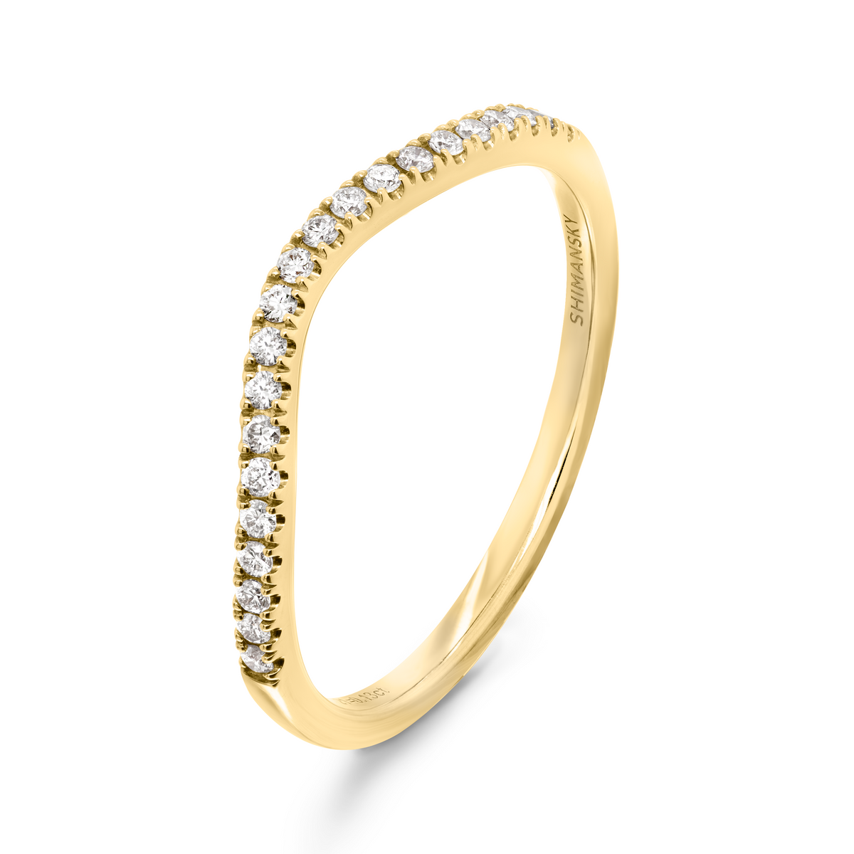 Shimansky 0.1 TCW Ladies Microset Curve Band 18K Yellow Gold 3D view #Metal_Yellow Gold