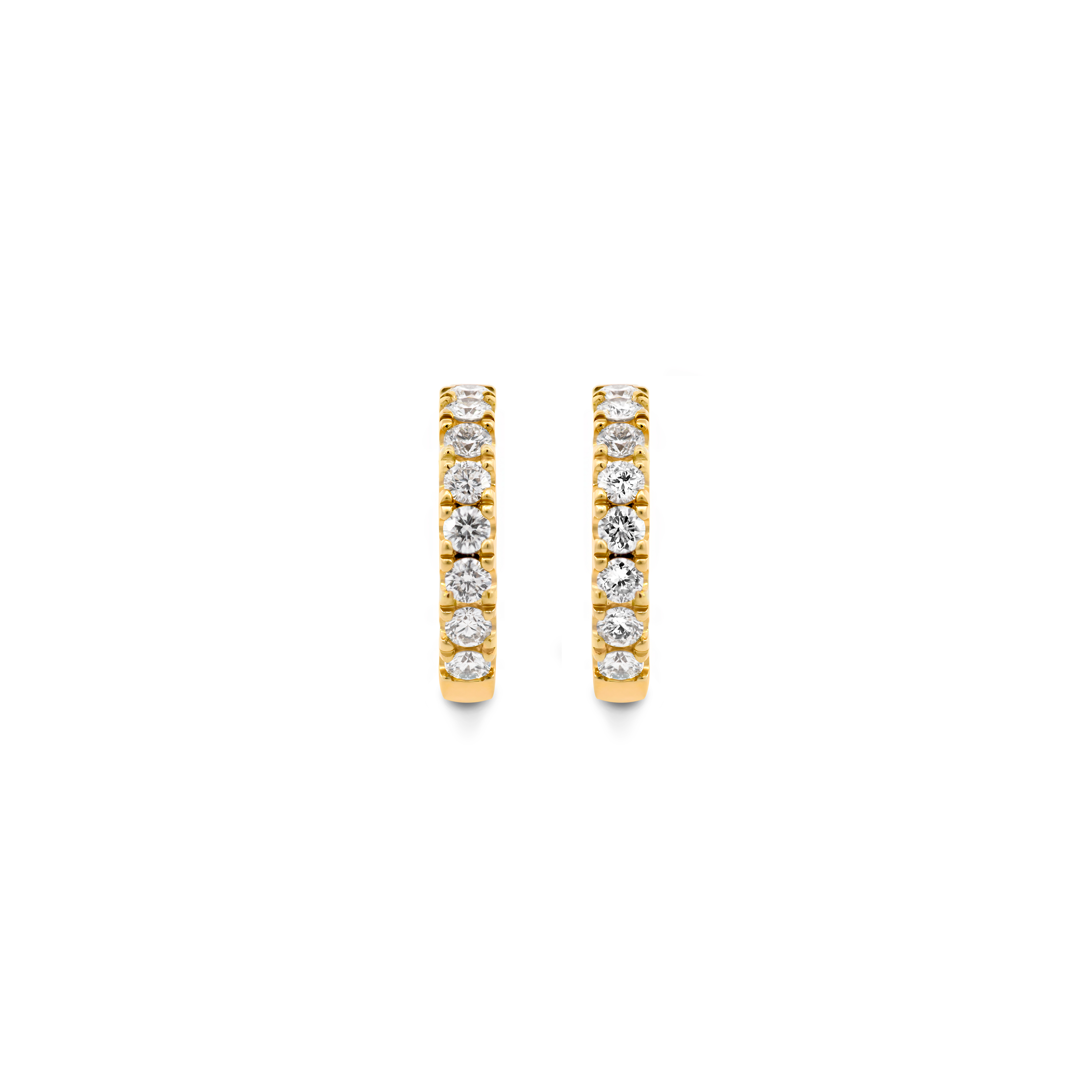 Shimansky 0.2 TCW Microset Diamond Hoop Earrings 14K Yellow Gold Front View