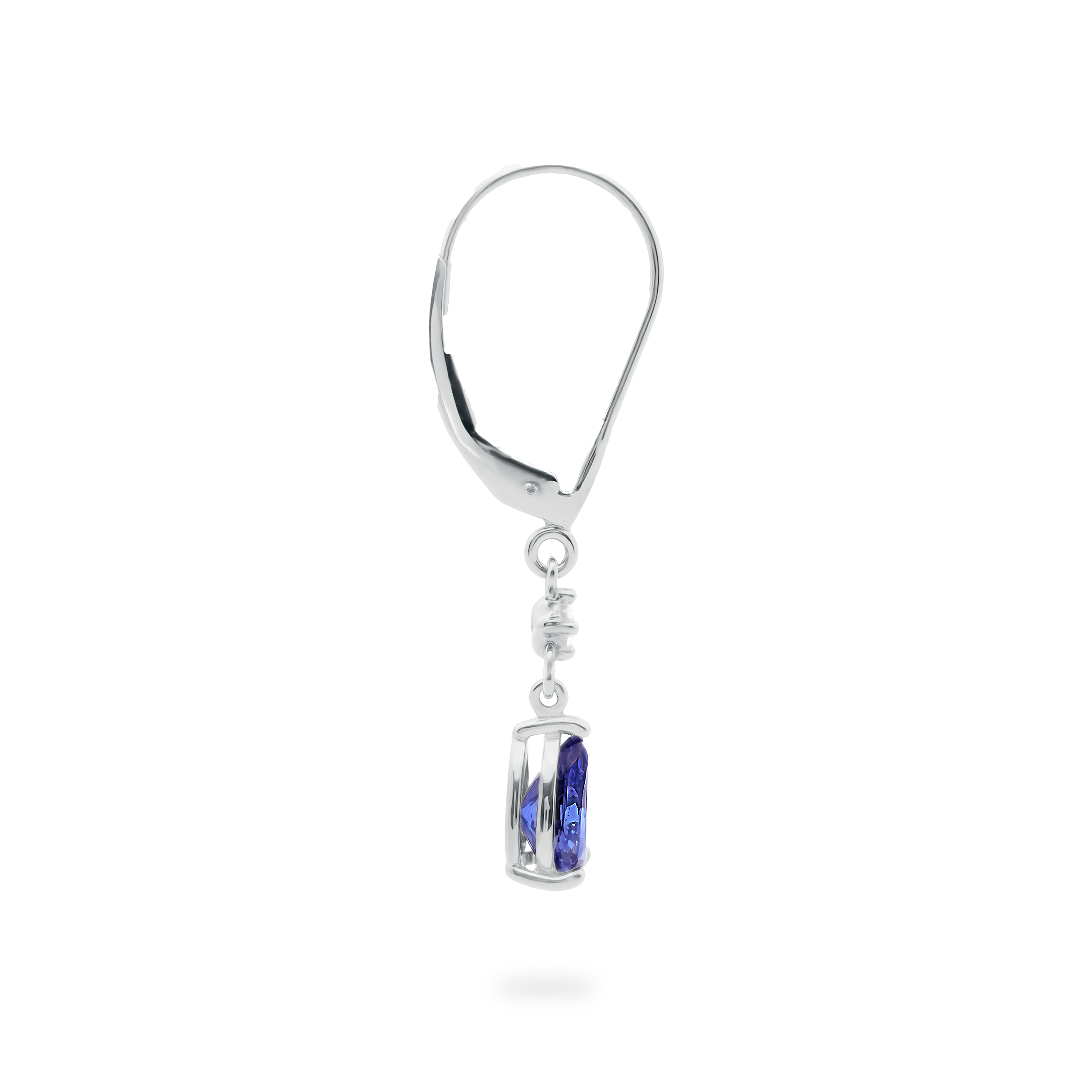 Shimansky 1.4 TCW Tanzanite & Diamond Pear Earrings 14K White Gold Side View
