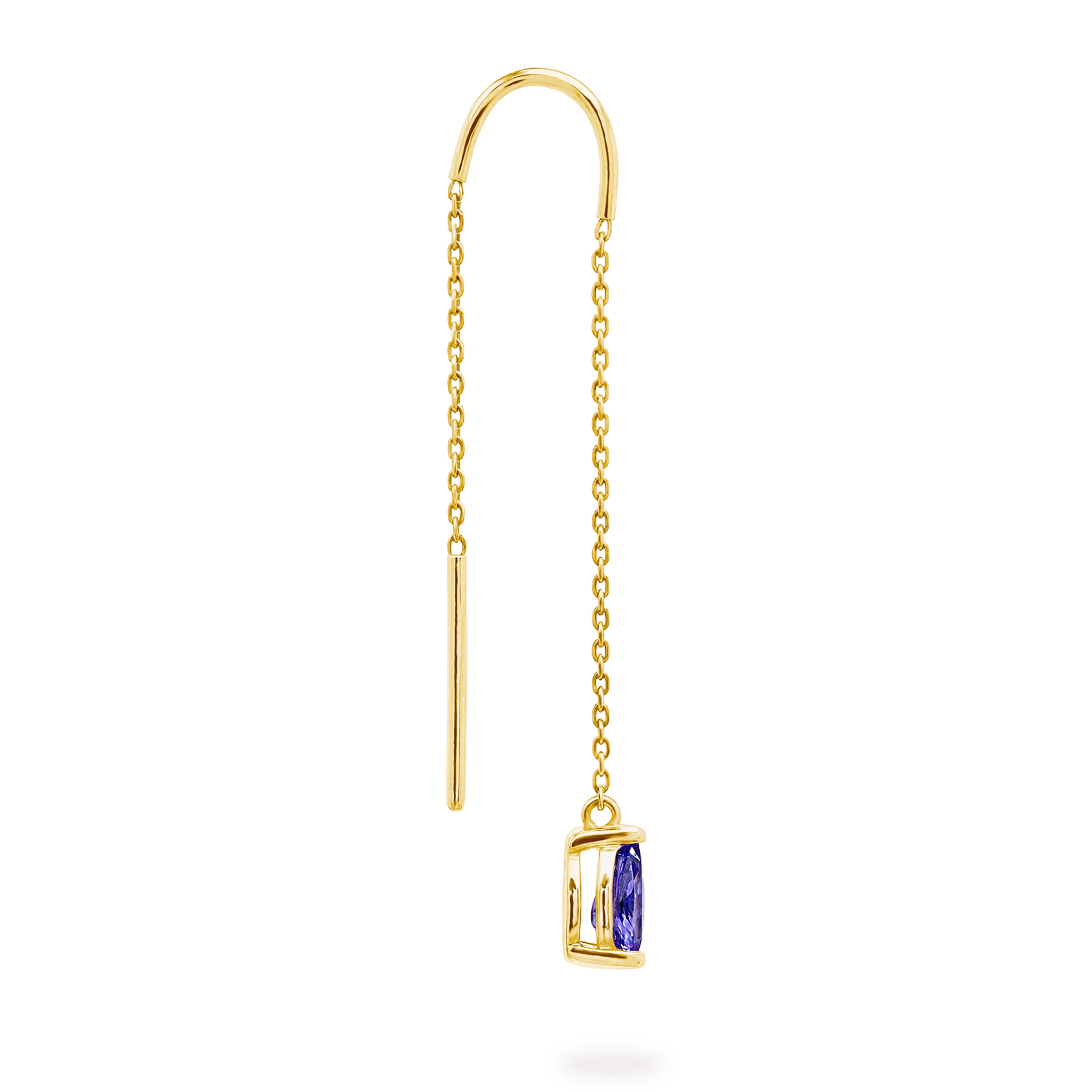 Shimansky 0.8 TCW Tanzanite Drop Pear Earrings 14k Yellow Gold Side View