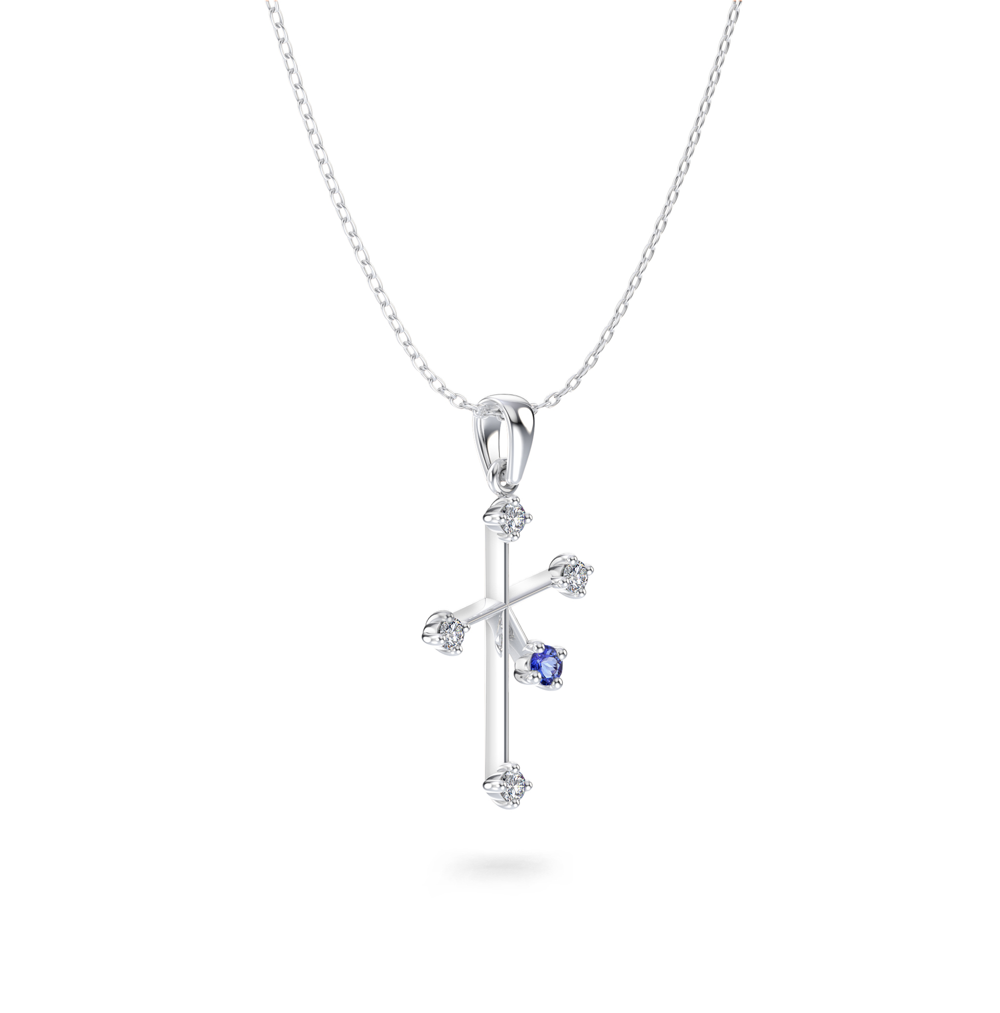 Shimansky 0.1 TCW Southern Cross Tanzanite & Diamond Pendant in 14K White Gold 3D View