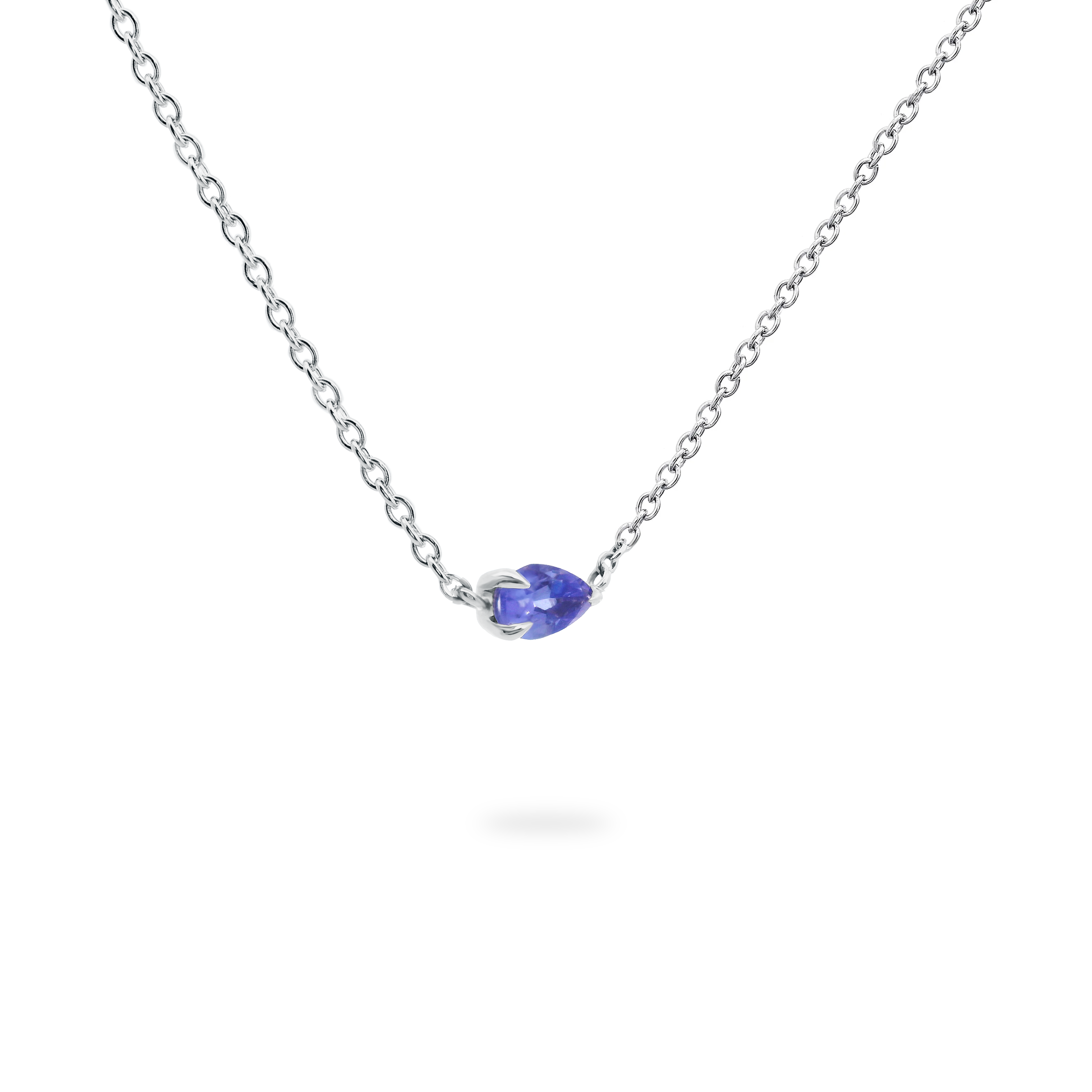 Shimansky 0.2ct Tanzanite Solitaire Necklace 14K White Gold 3D View