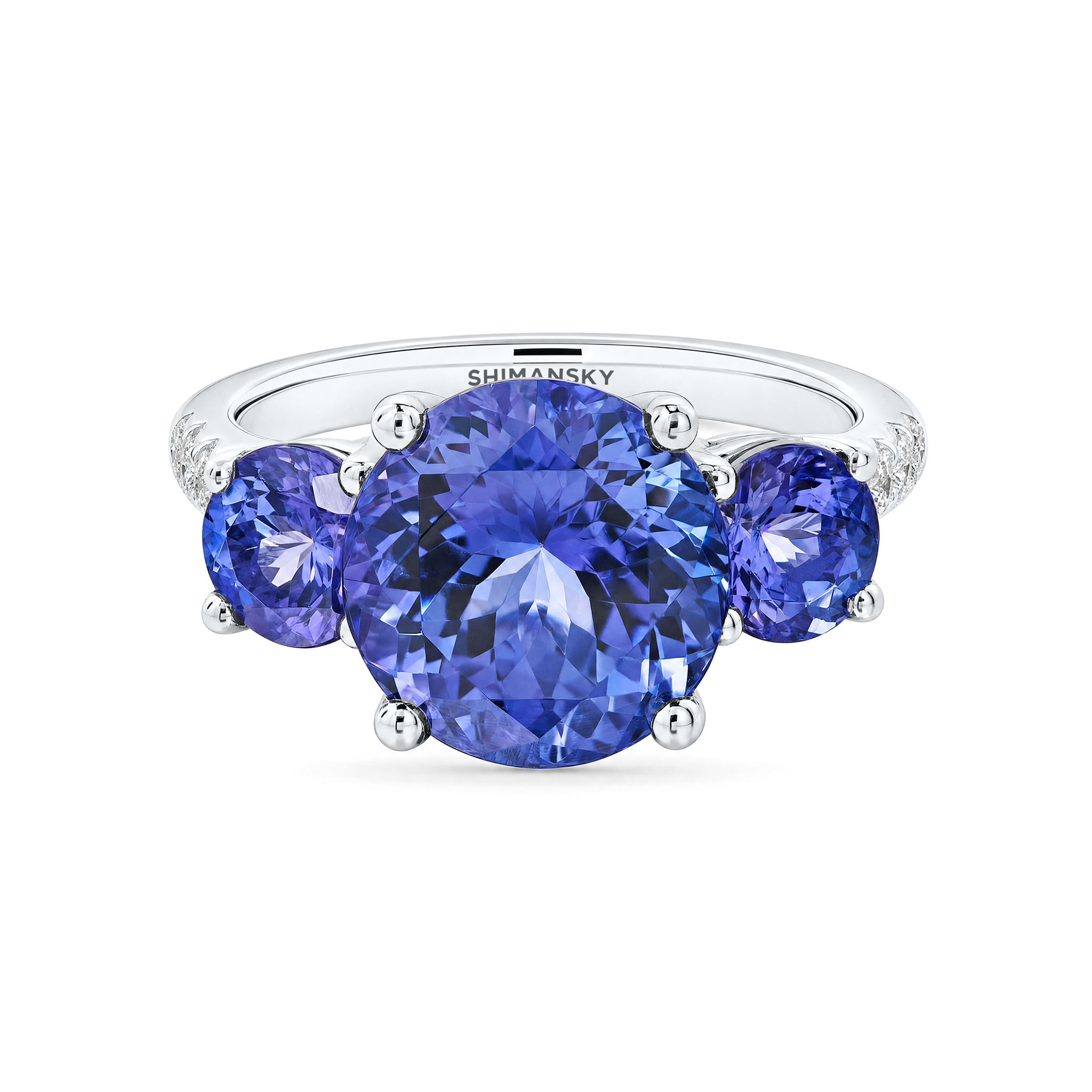 Round Tanzanite Trilogy Ring