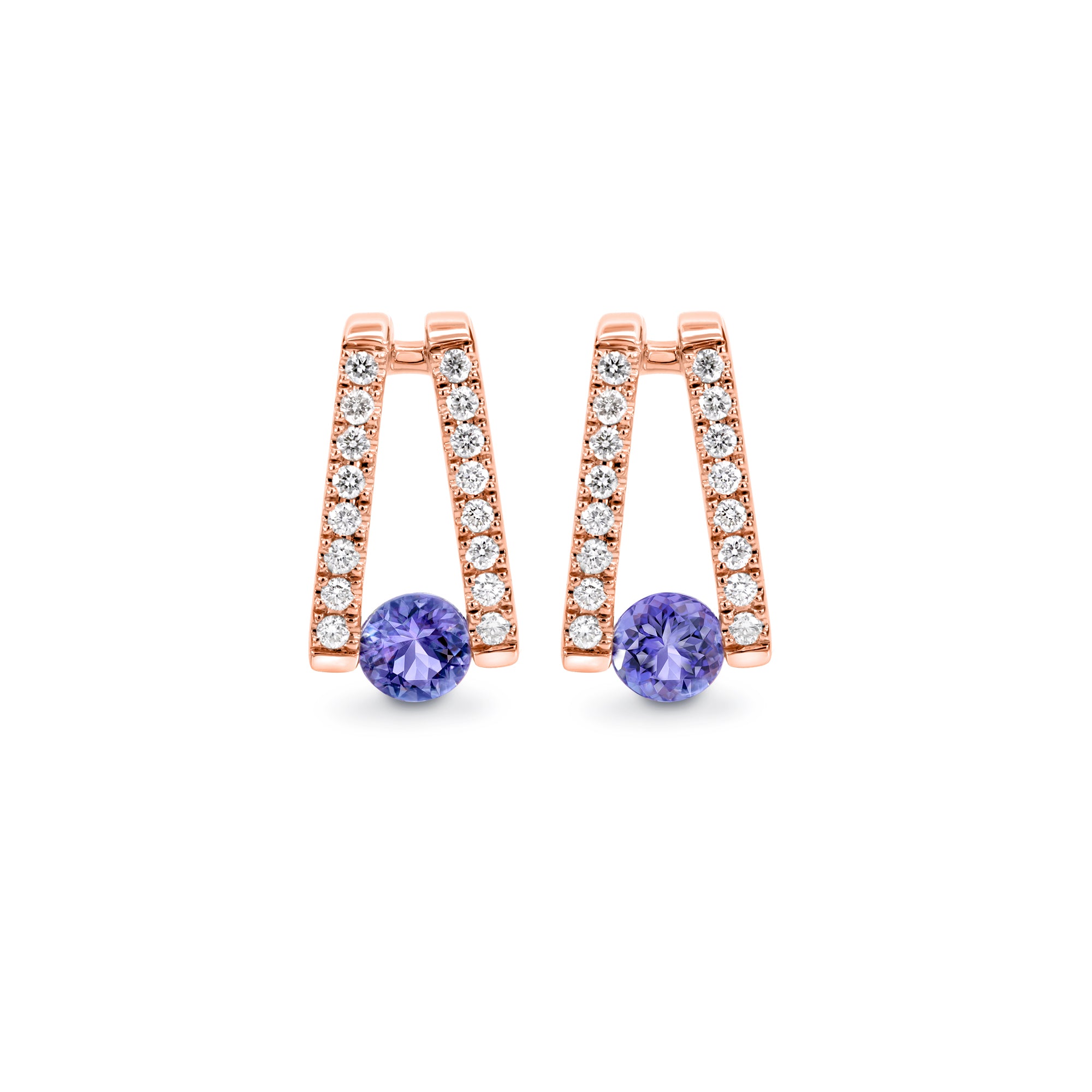 Shimansky 0.5 TCW Millennium Iconic Tanzanite Microset Earrings in 14K Rose Gold Front View