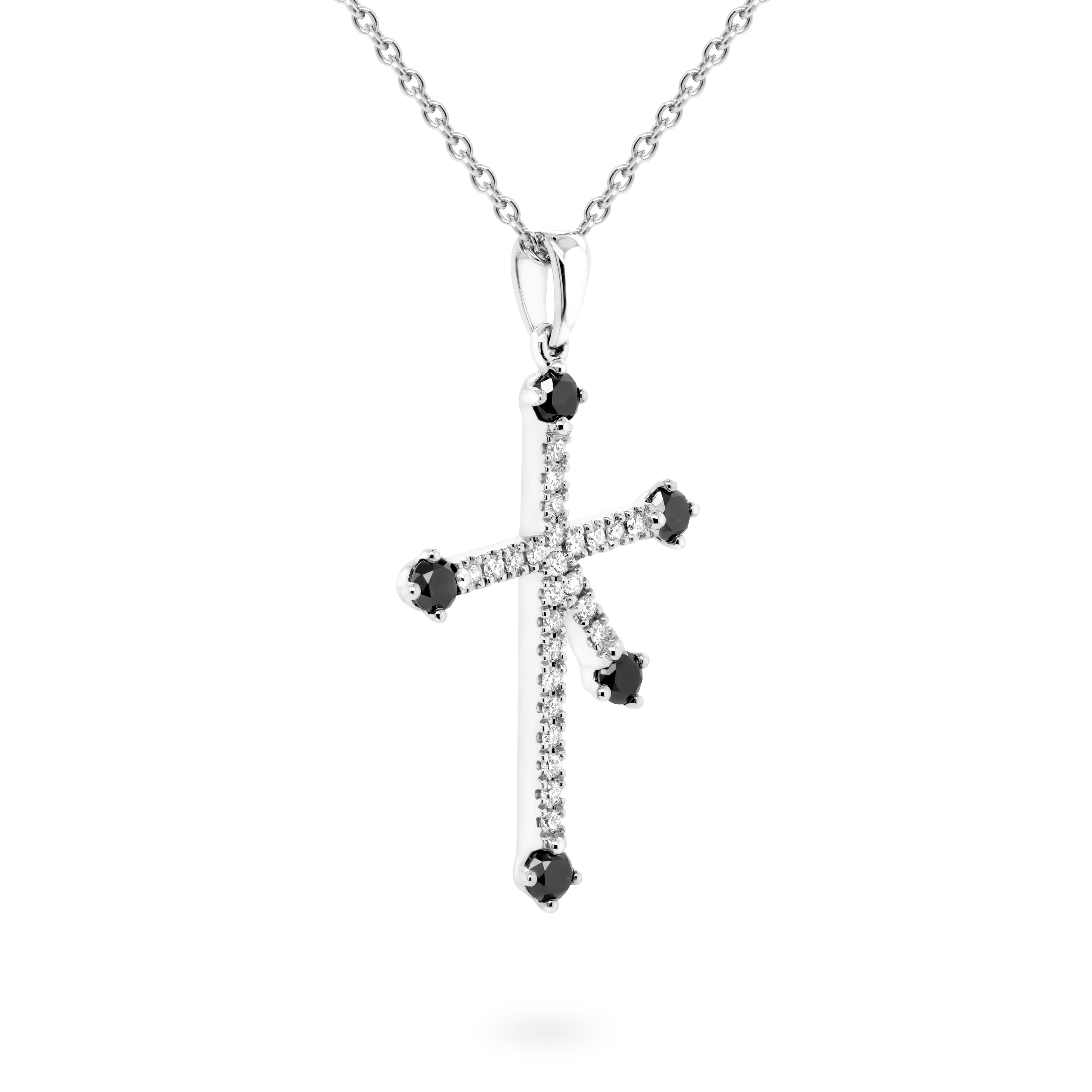 Shimansky 0.4 TCW Southern Cross Microset Black Diamond Pendant 14K White Gold 3D View
