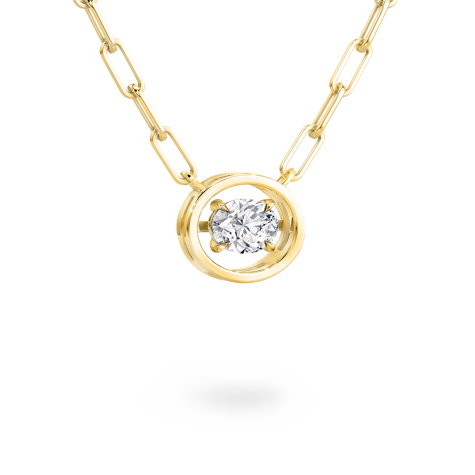 Shimansky 0.7ct Saturn Oval Diamond Necklace 14K Yellow Gold 3D View