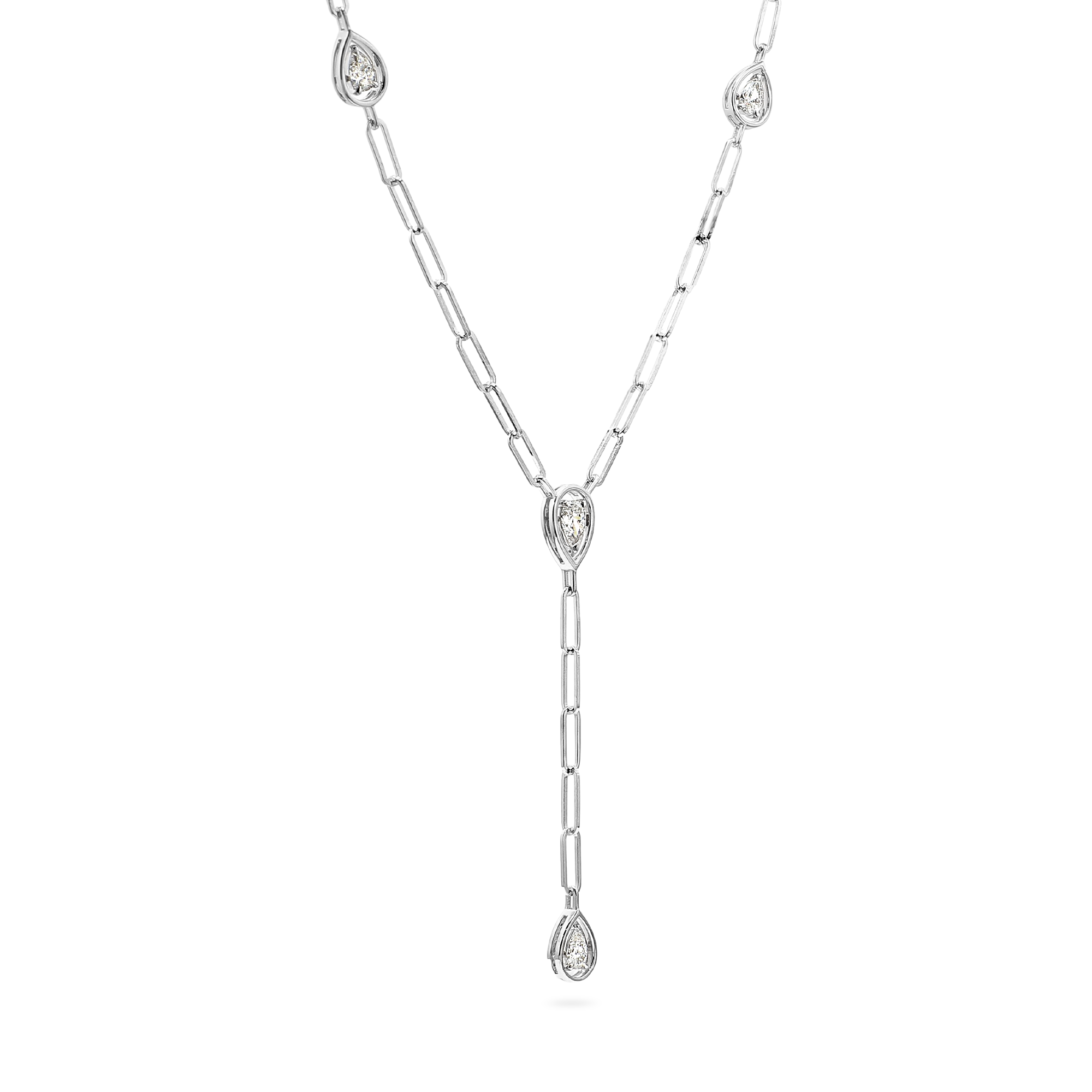 Saturn Pear Diamond Drop Necklace