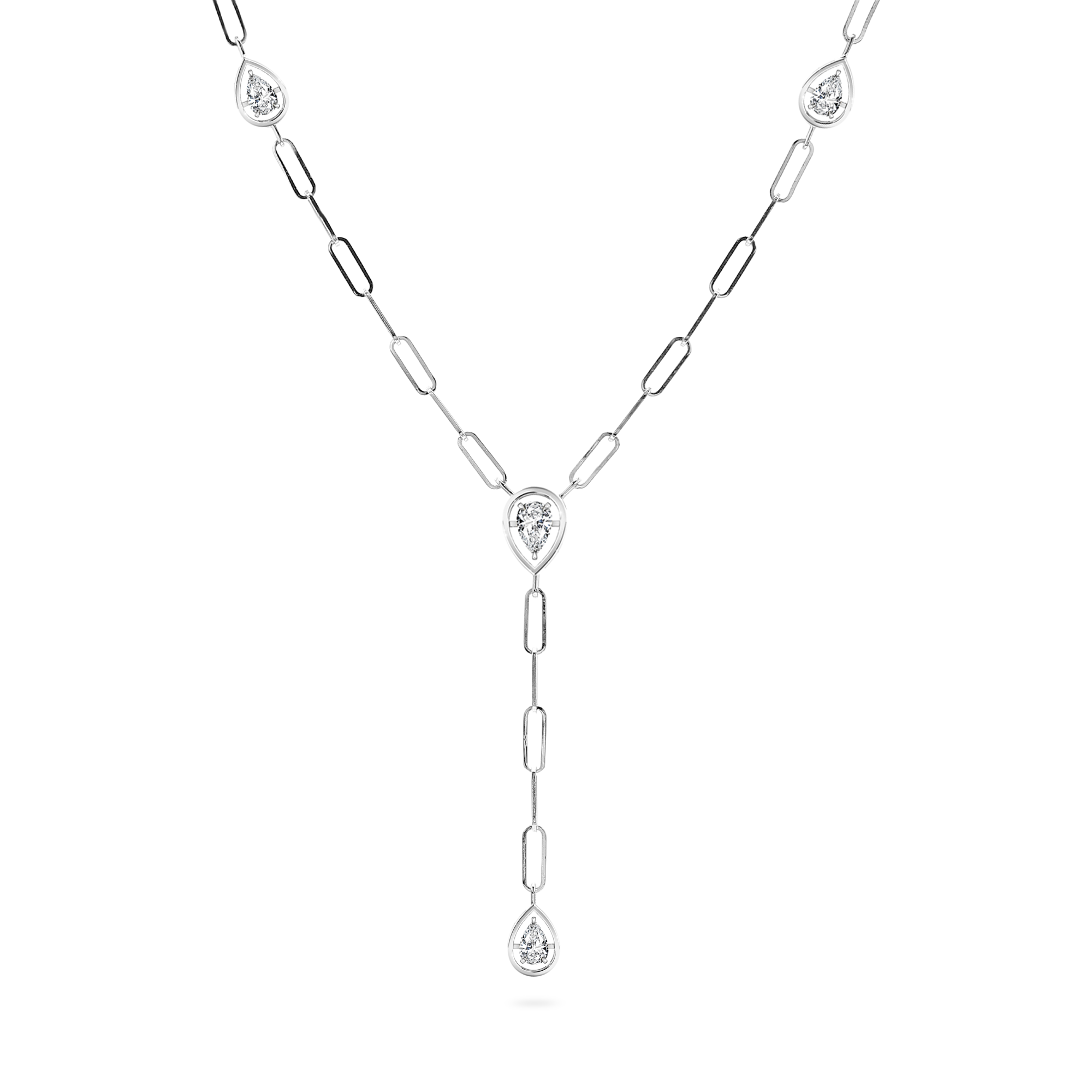 Saturn Pear Diamond Drop Necklace