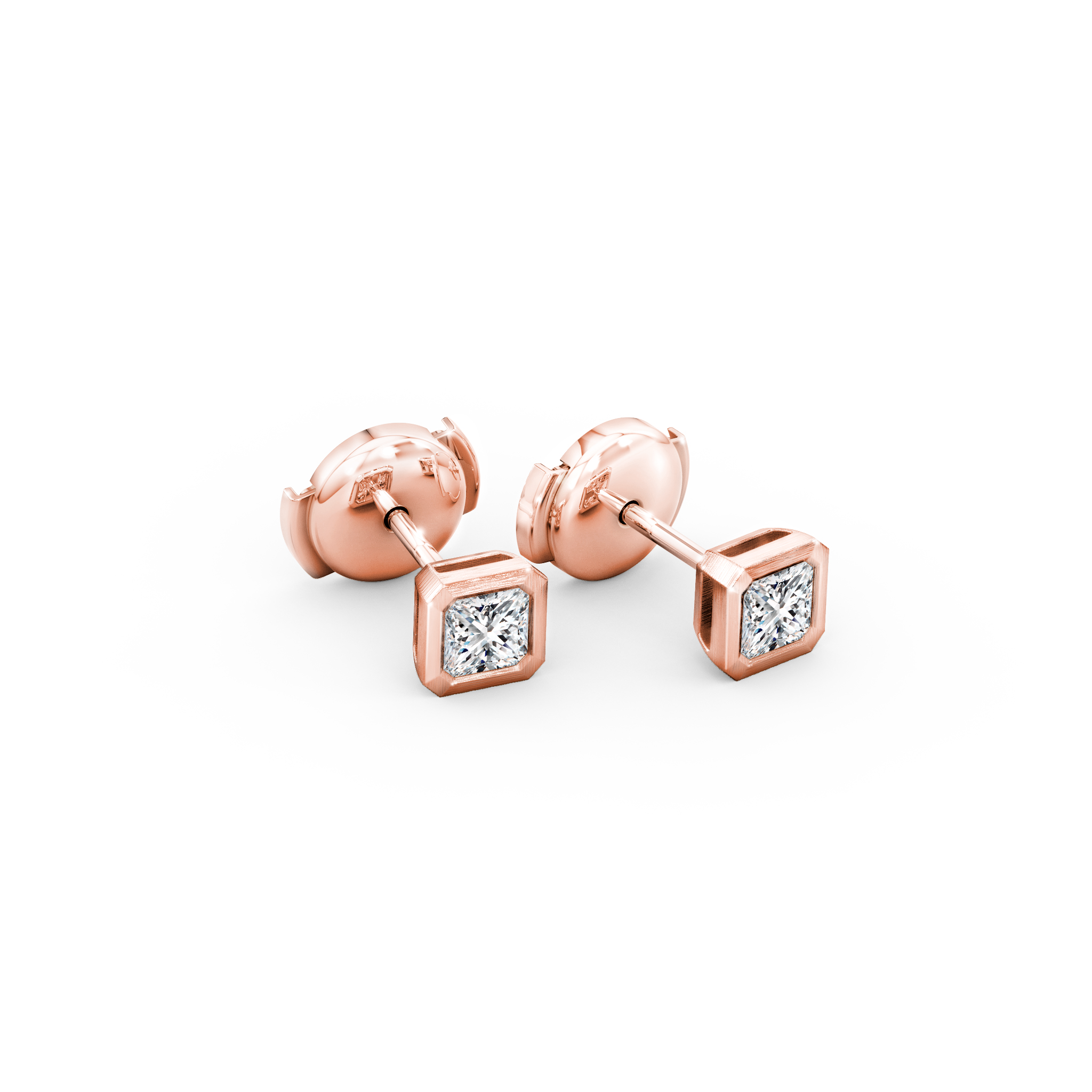 My Girl Diamond Solitaire Tube Set Earrings 0.27 Carat | Brushed 18K Rose Gold Shimansky