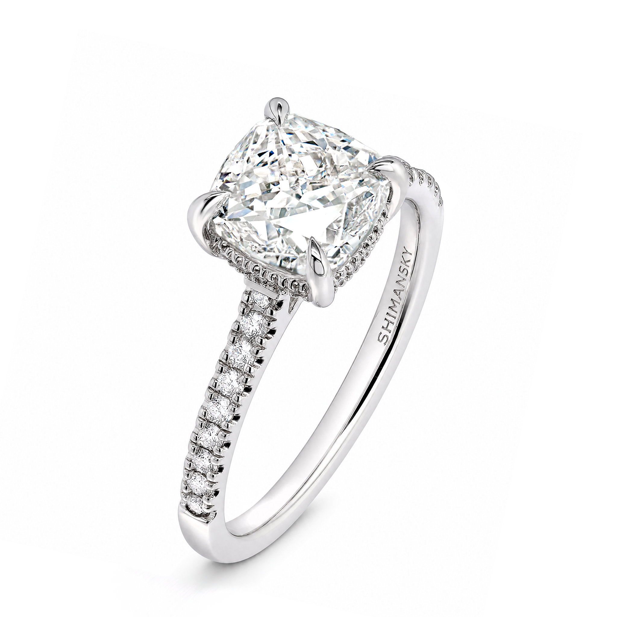 <tc>My Girl</tc> Bague de fiançailles sertie de diamants coussin micro-sertis