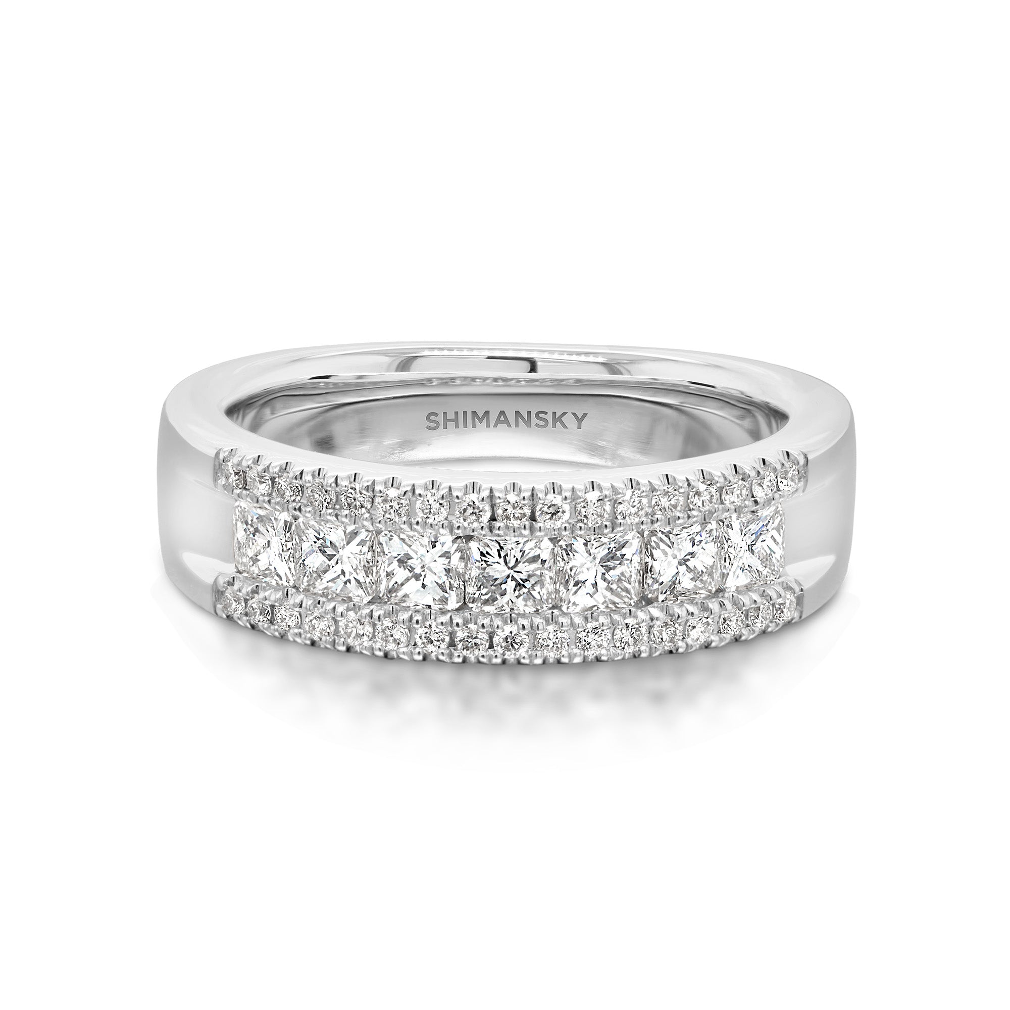 Shimansky 0.9 TCW My Girl Half Eternity Dress Ring in 14K White Gold Front View