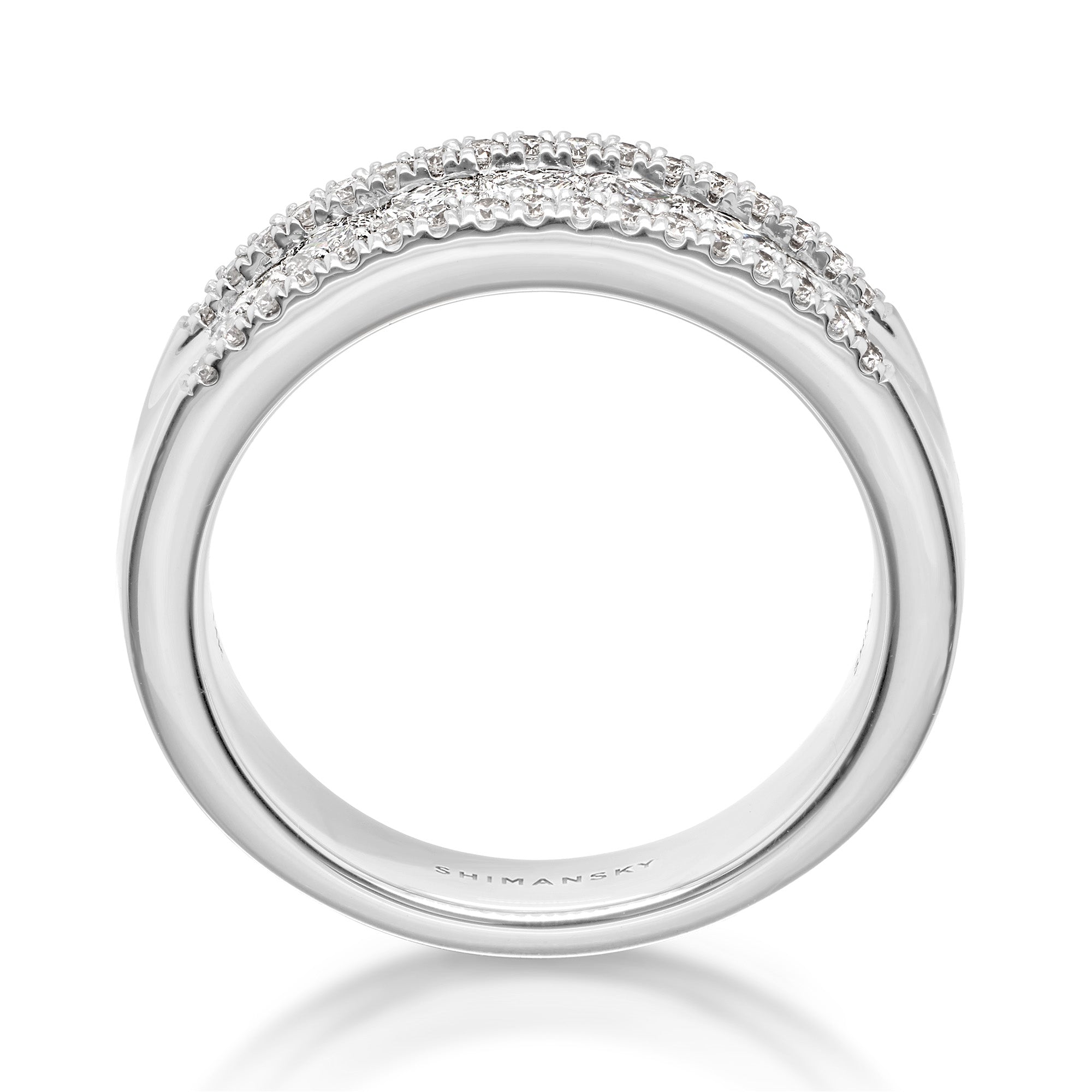 Shimansky 0.9 TCW My Girl Half Eternity Dress Ring in 14K White Gold Side View