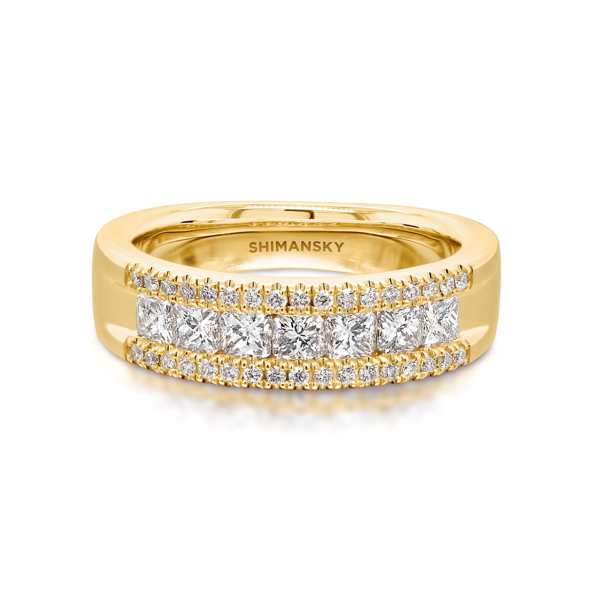 Shimansky 0.9 TCW My Girl Half Eternity Dress Ring in 14K White Gold Front View