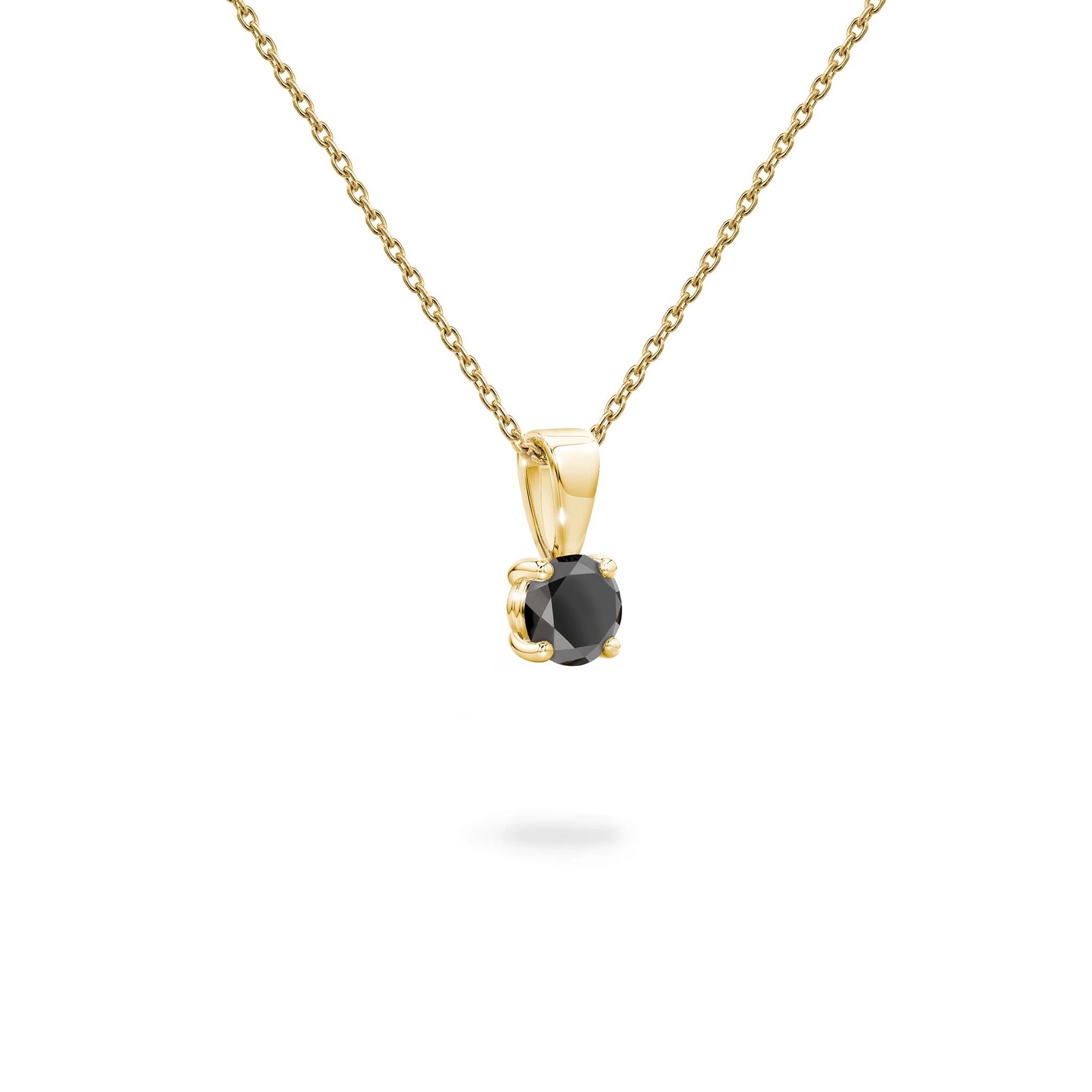 Shimansky Round Black Diamond Solitaire Pendant in 18 Yellow Gold - 3D View