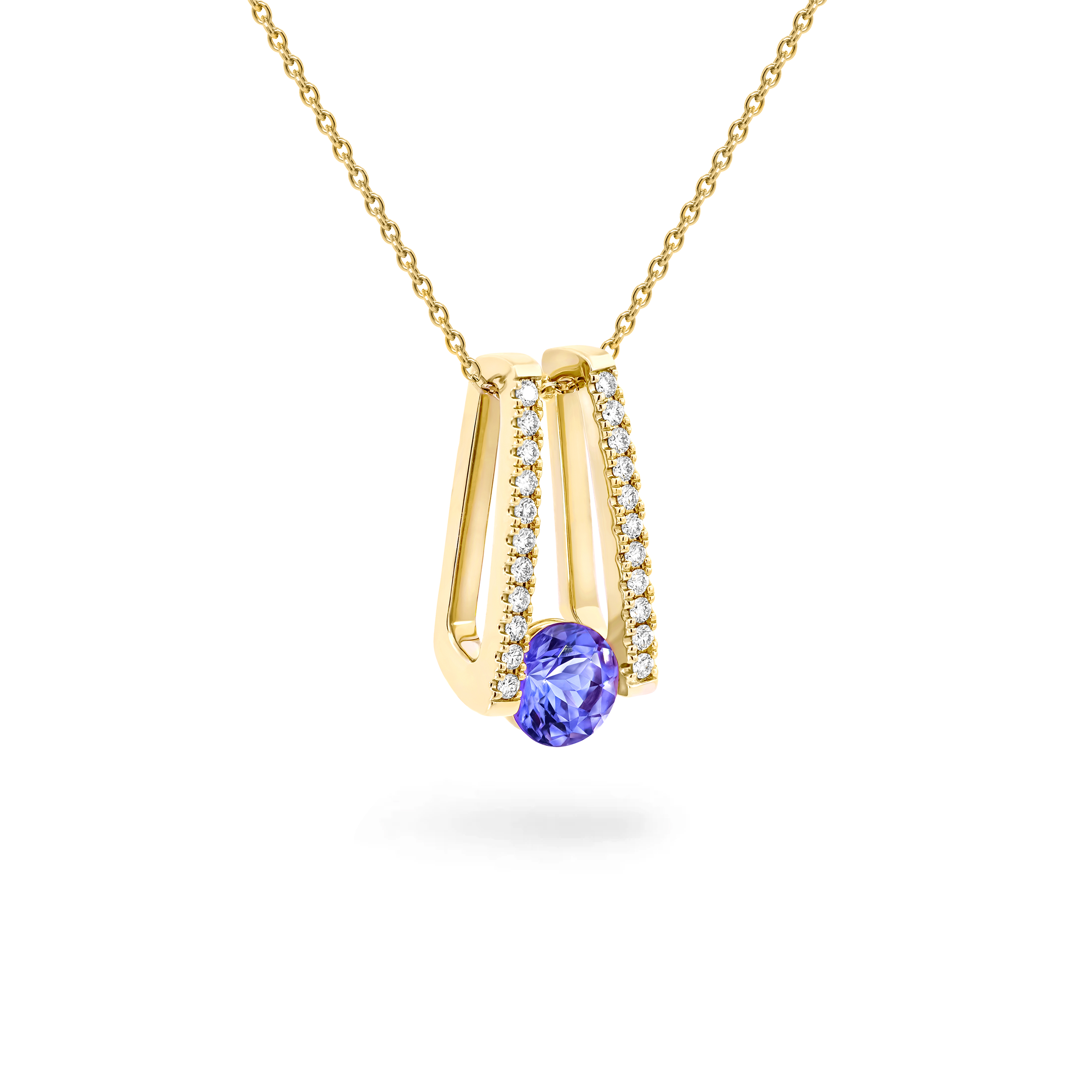 Shimansky 1 TCW Millennium Iconic Tanzanite Microset Pendant in 14K Yellow Gold 3D View