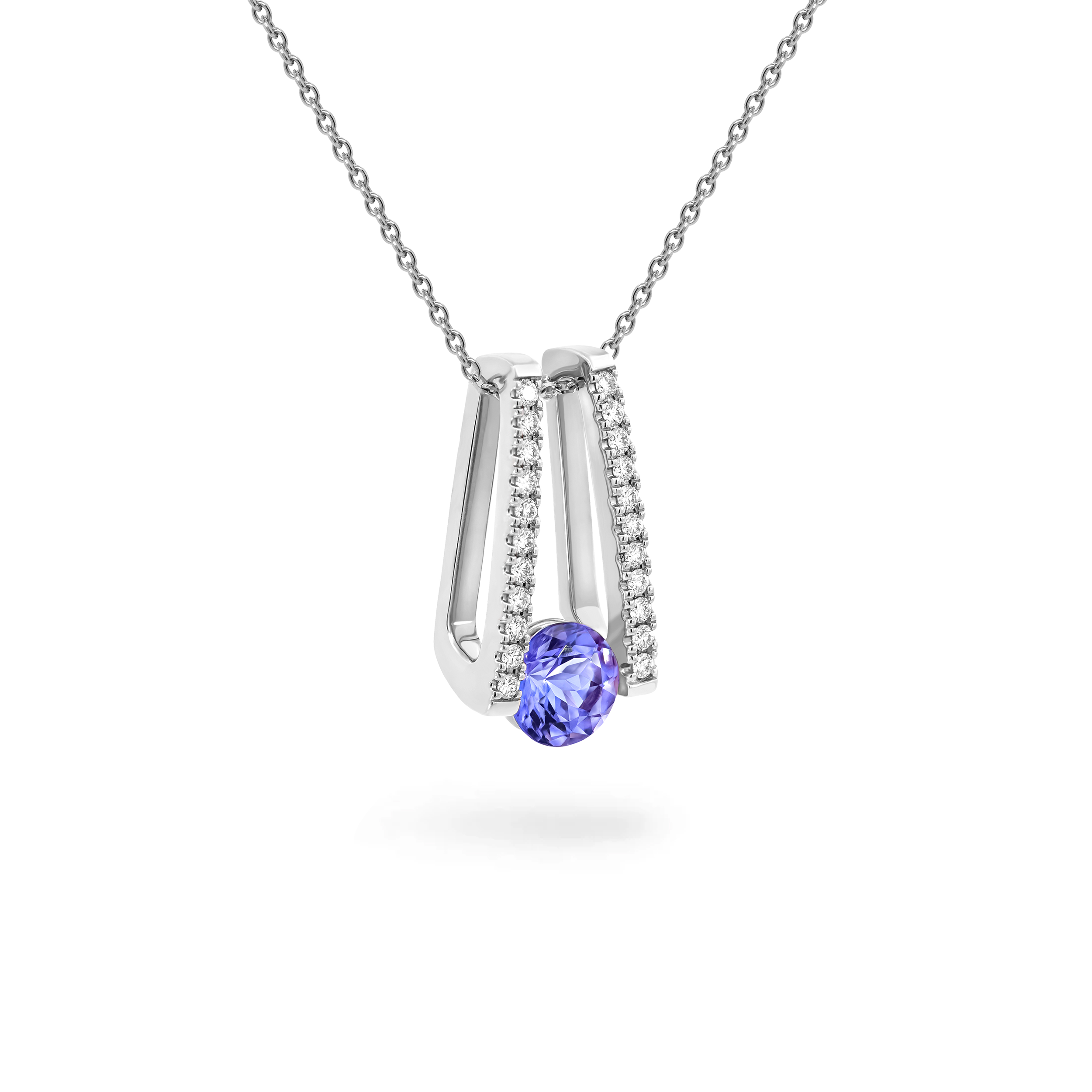 Shimansky 1 TCW Millennium Tanzanite Microset Pendant in 14K White Gold 3D View