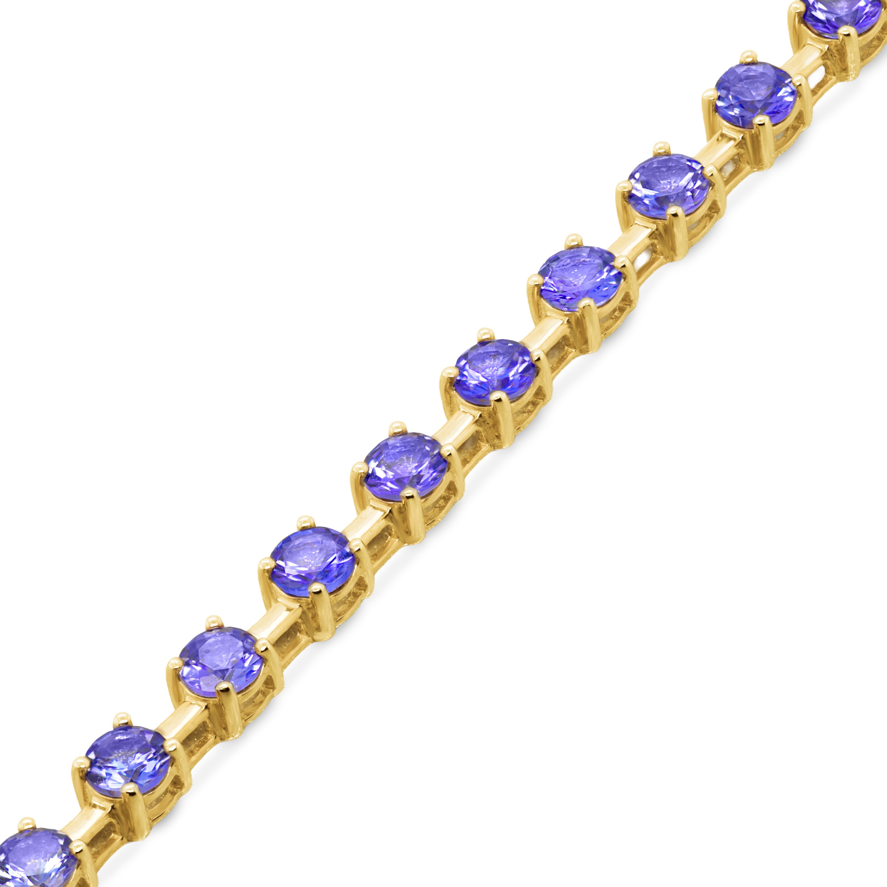 Shimansky 9 TCW Tanzanite Tennis Necklace in 14K Yellow Gold 3D View