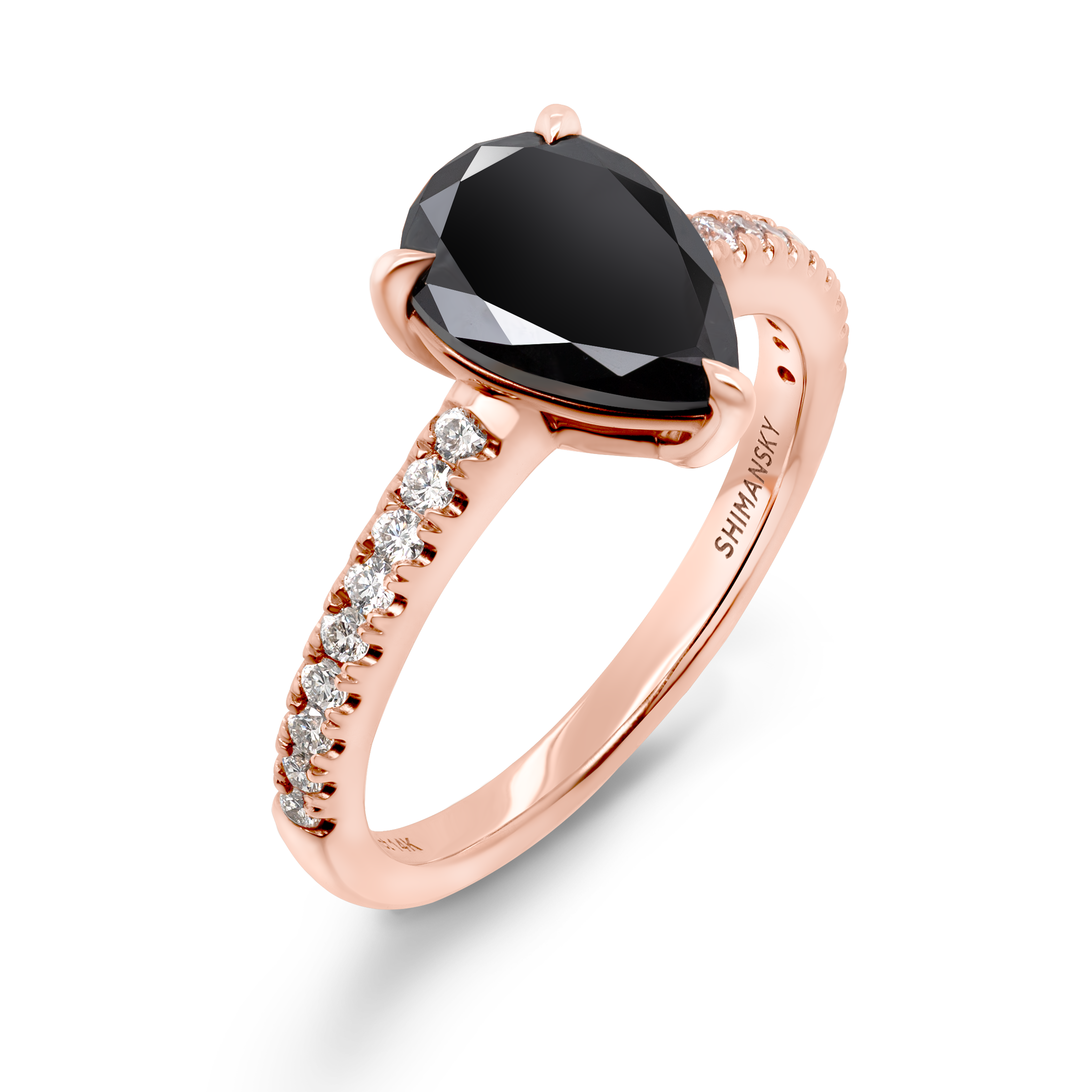 Pear Black Diamond Microset Engagement Ring - Shimansky Jewelry
