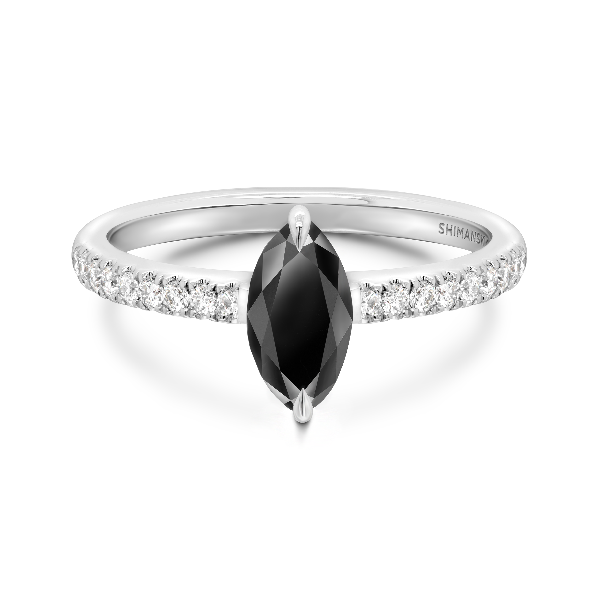 Marquise Black and White Diamond Microset Engagement Ring - Shimansky Jewelry