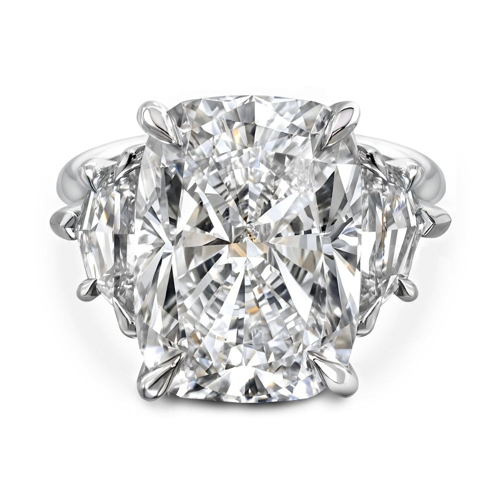Cushion Diamond Trilogy Engagement Ring