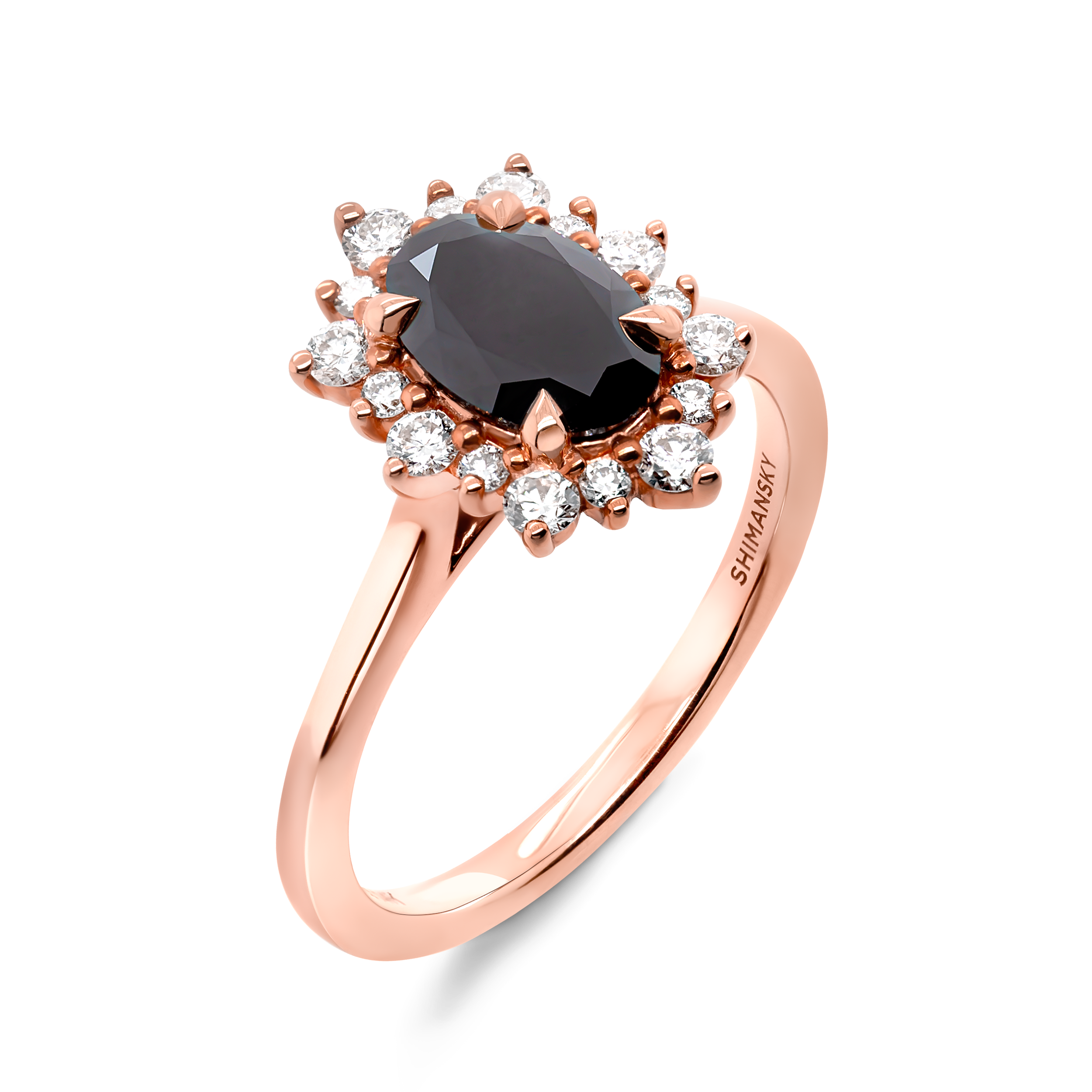 Oval Black Diamond Halo Engagement Ring - Shimansky Jewelry