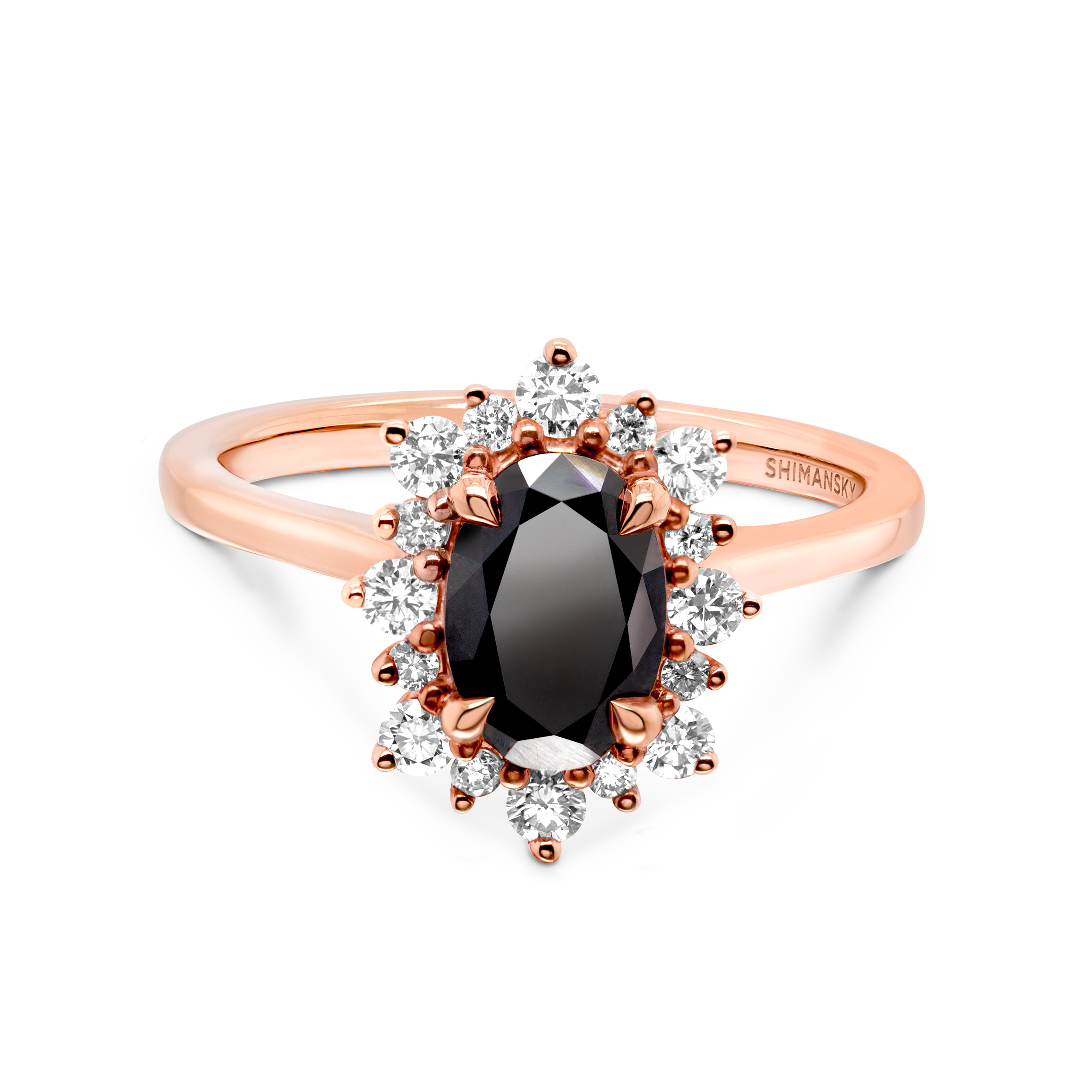 Oval Black Diamond Halo Engagement Ring - Shimansky Jewelry