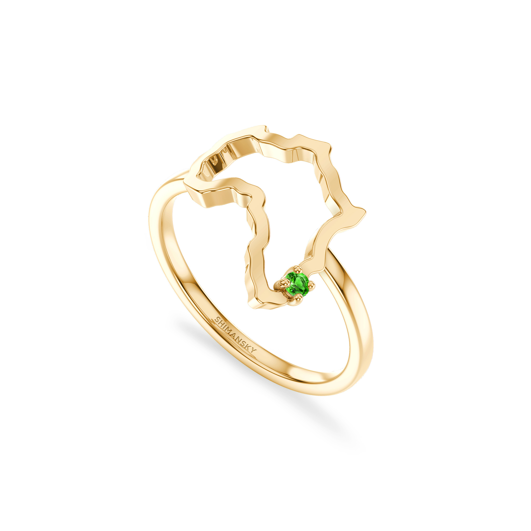 Shimansky 0.07ct My Africa Medium Tsavorite Ring in 14K Yellow Gold 3D View #card-first