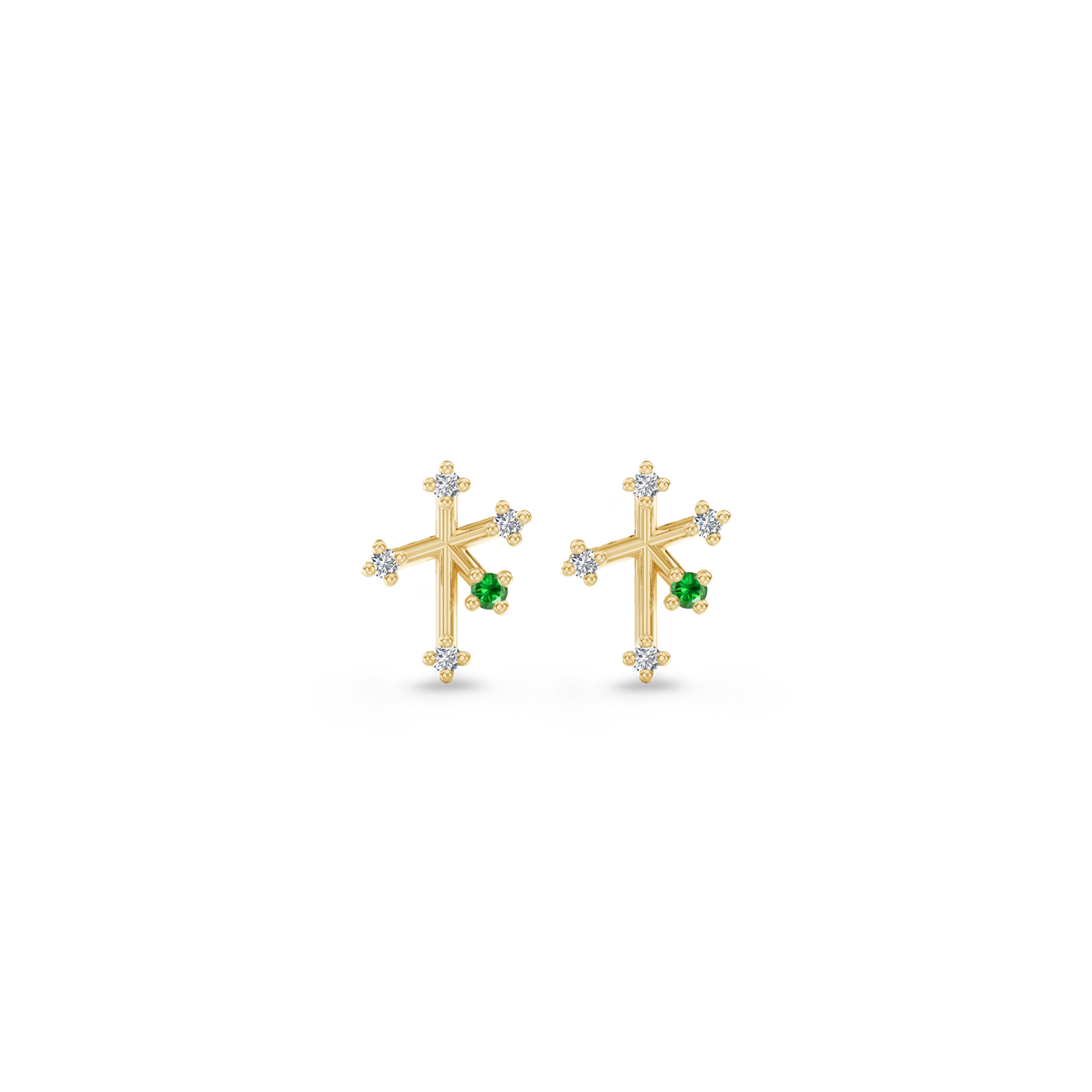 Southern Cross Diamond & Tsavorite Studs - Shimansky Jewelry