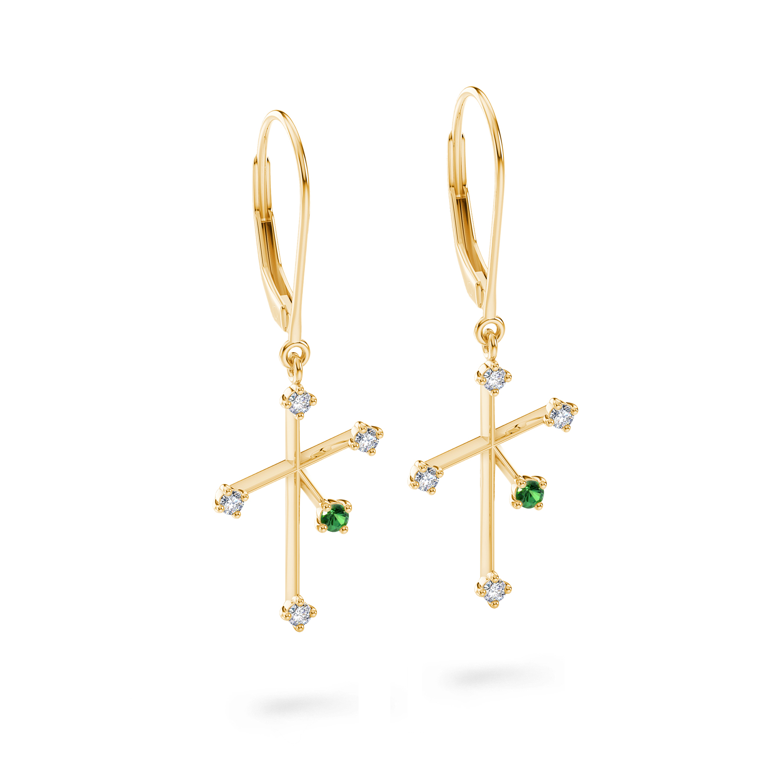 Southern Cross Diamond & Tsavorite Drop Earrings - Shimansky Jewelry