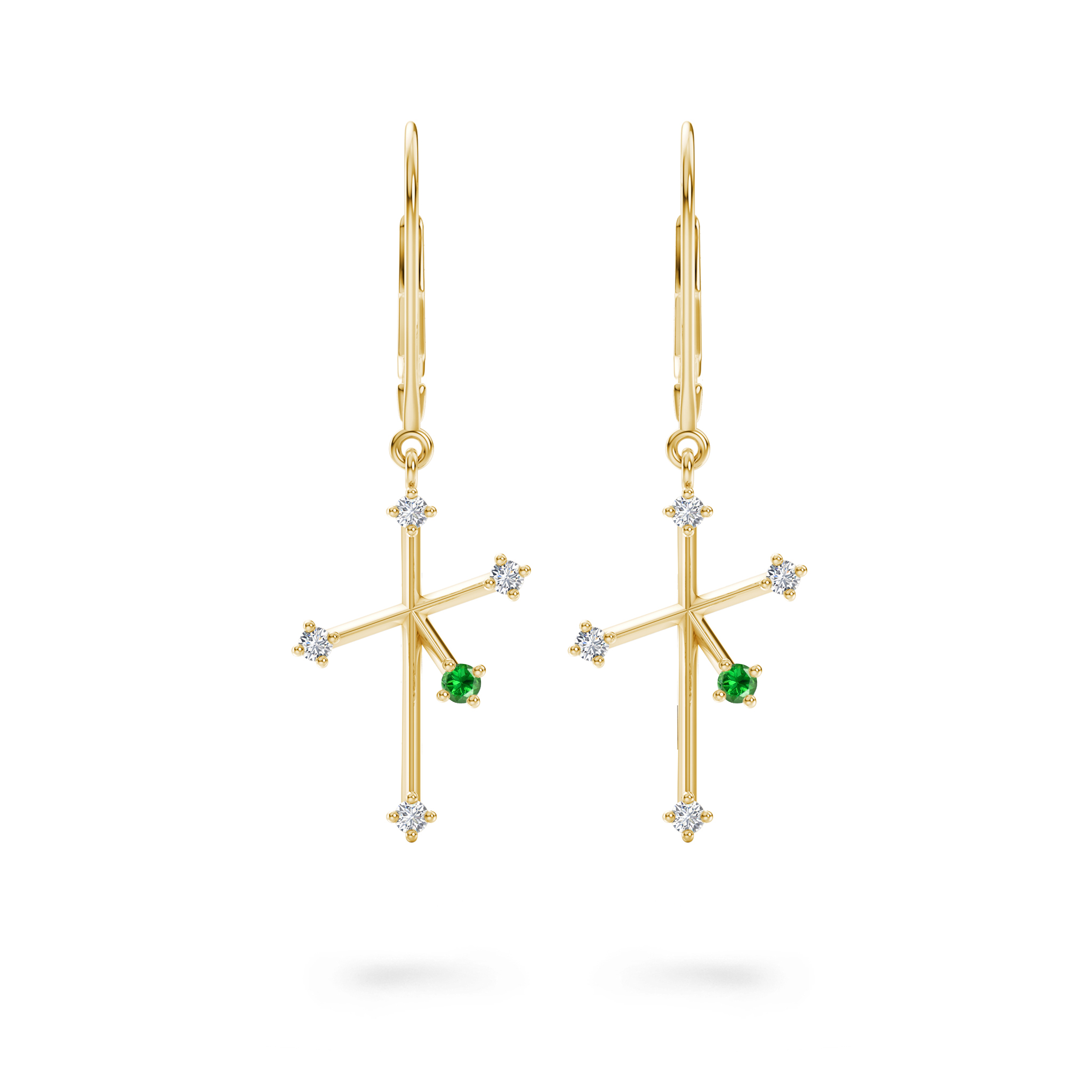 Southern Cross Diamond & Tsavorite Drop Earrings - Shimansky Jewelry
