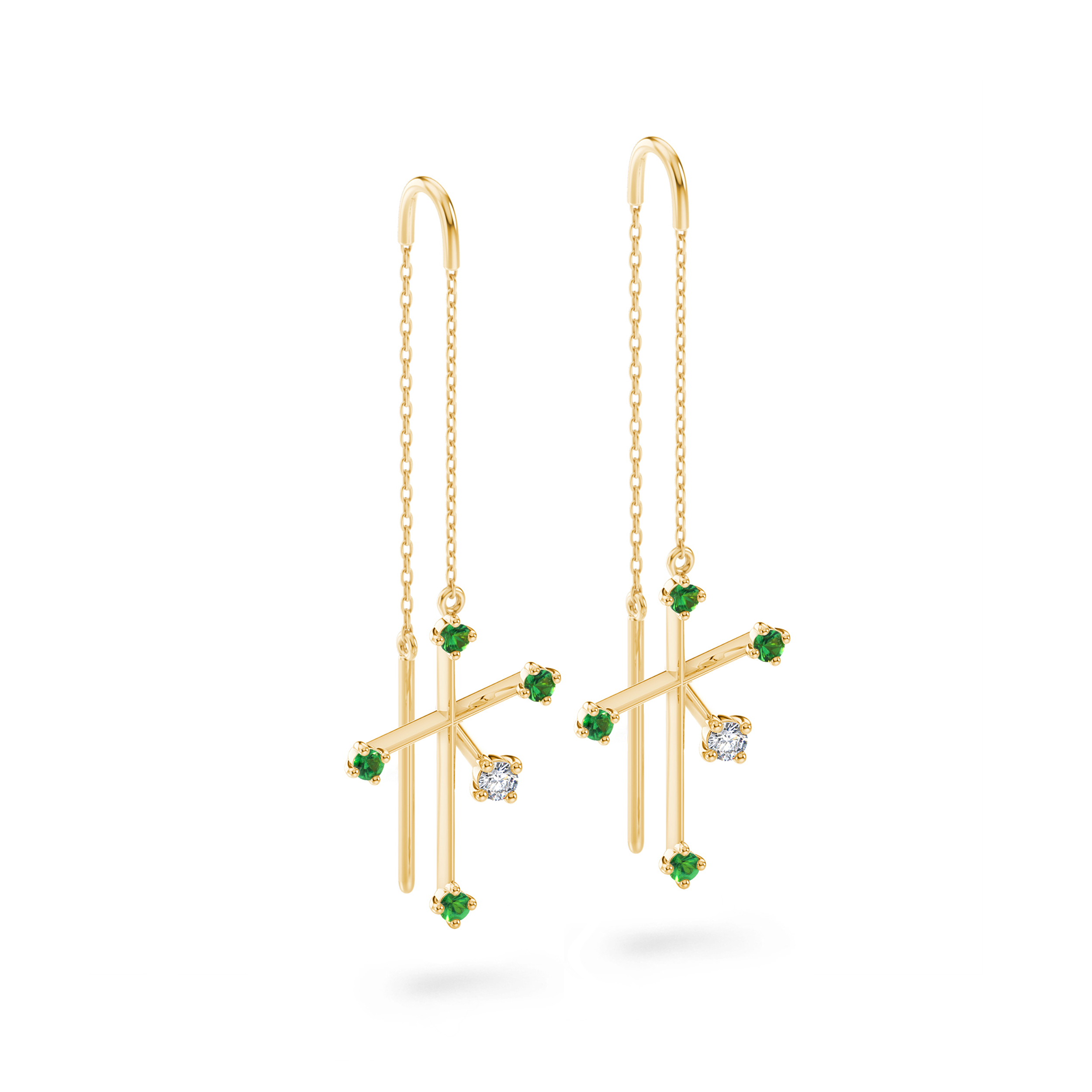 Southern Cross Diamond & Tsavorite Drop Earrings - Shimansky Jewelry