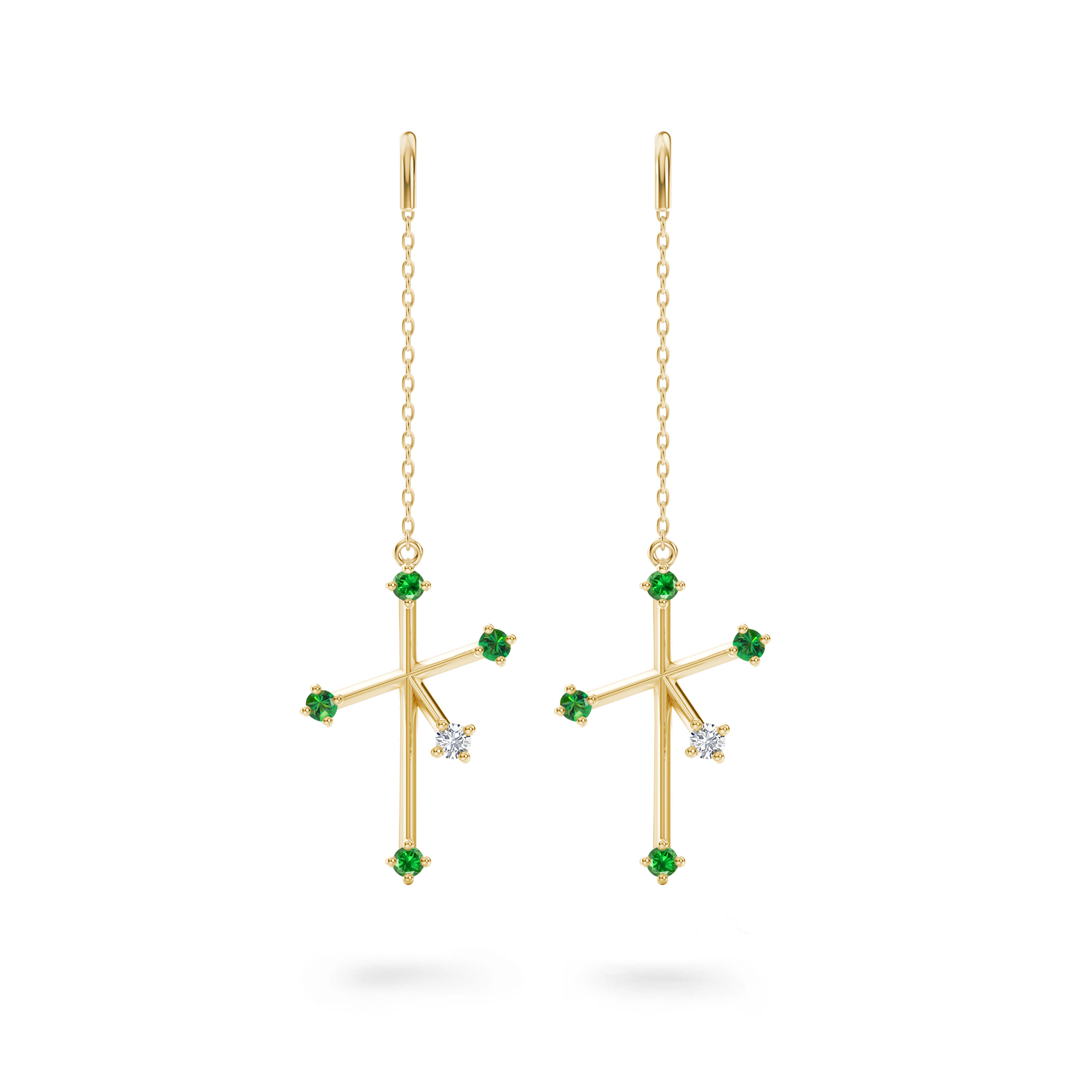 Southern Cross Diamond & Tsavorite Drop Earrings - Shimansky Jewelry