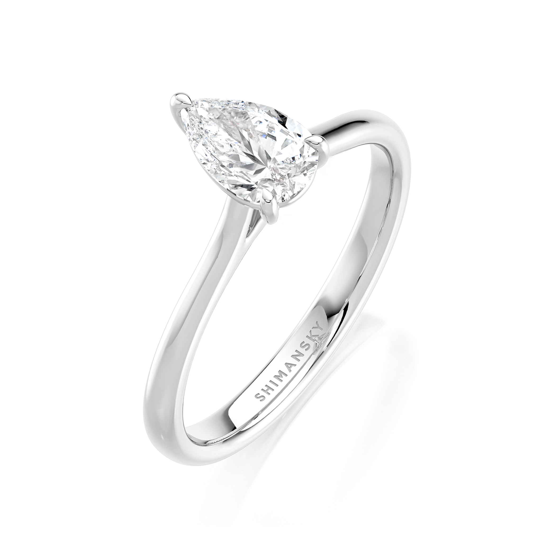 Pear Shape Diamond Solitaire Engagement Ring