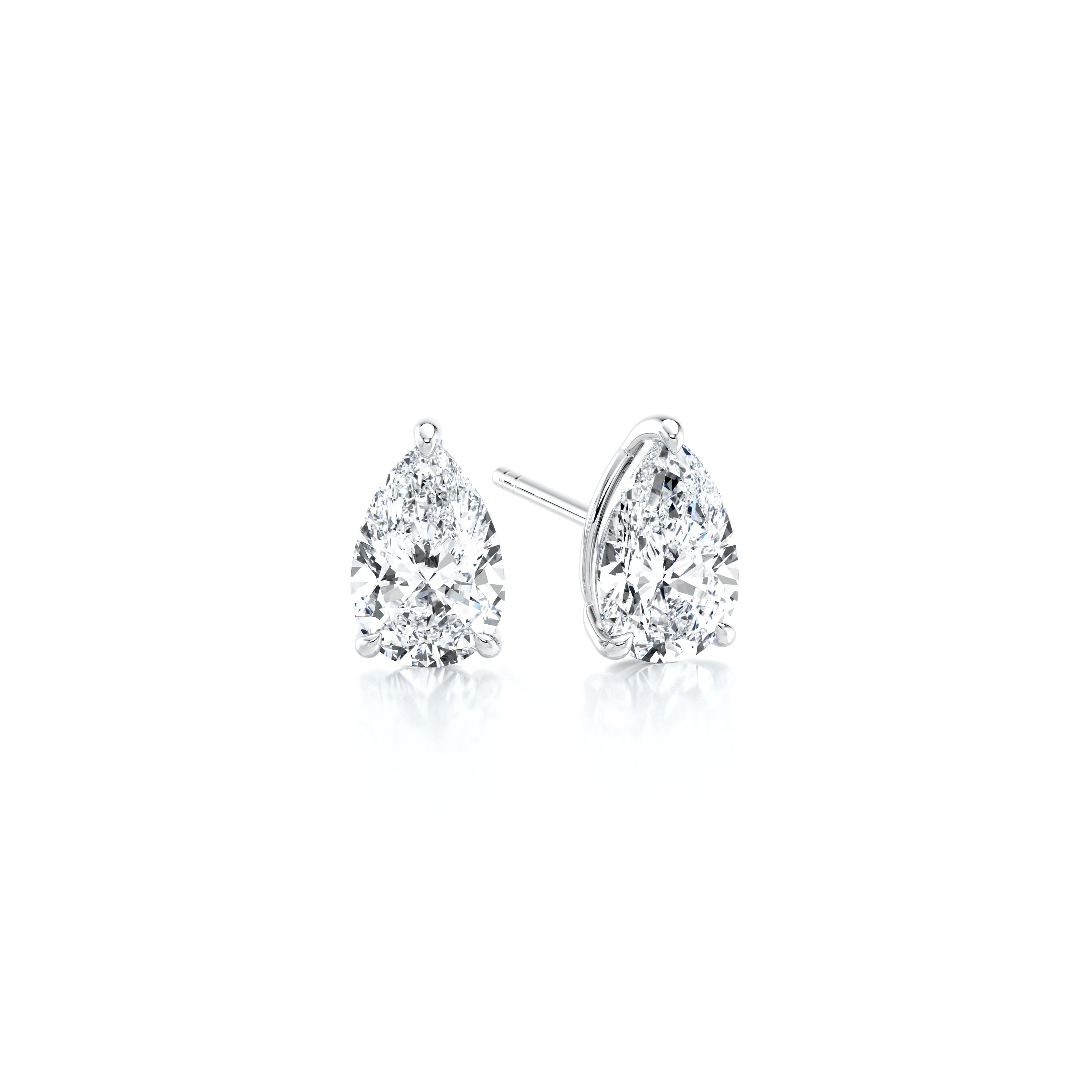 Shimansky 1.4 TCW Pear Shape Diamond Solitaire Earrings in Platinum 3D View