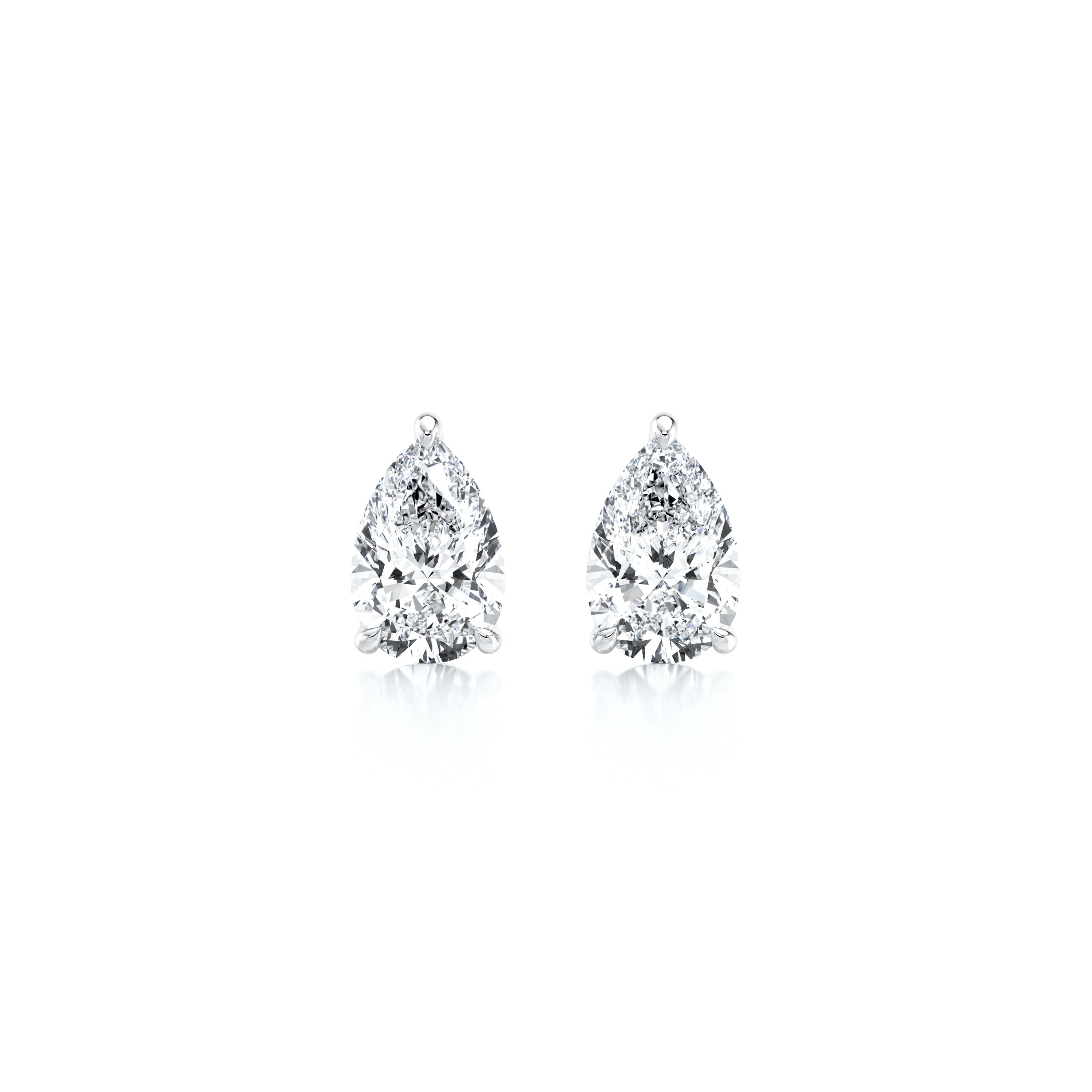 Shimansky 1.4 TCW Pear Shape Diamond Solitaire Earrings in Platinum Front view