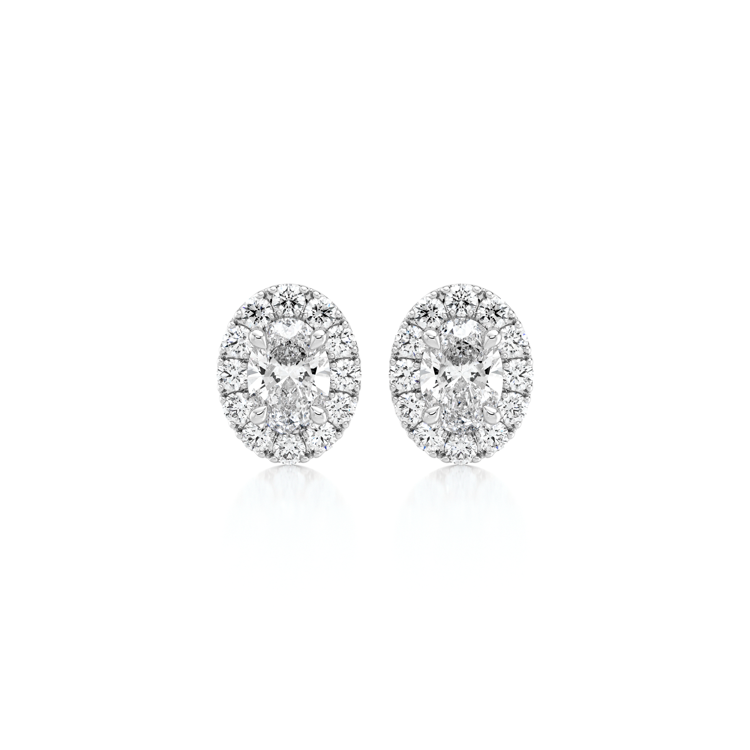 Oval Diamond Microset Halo Earrings - Shimansky Jewelry