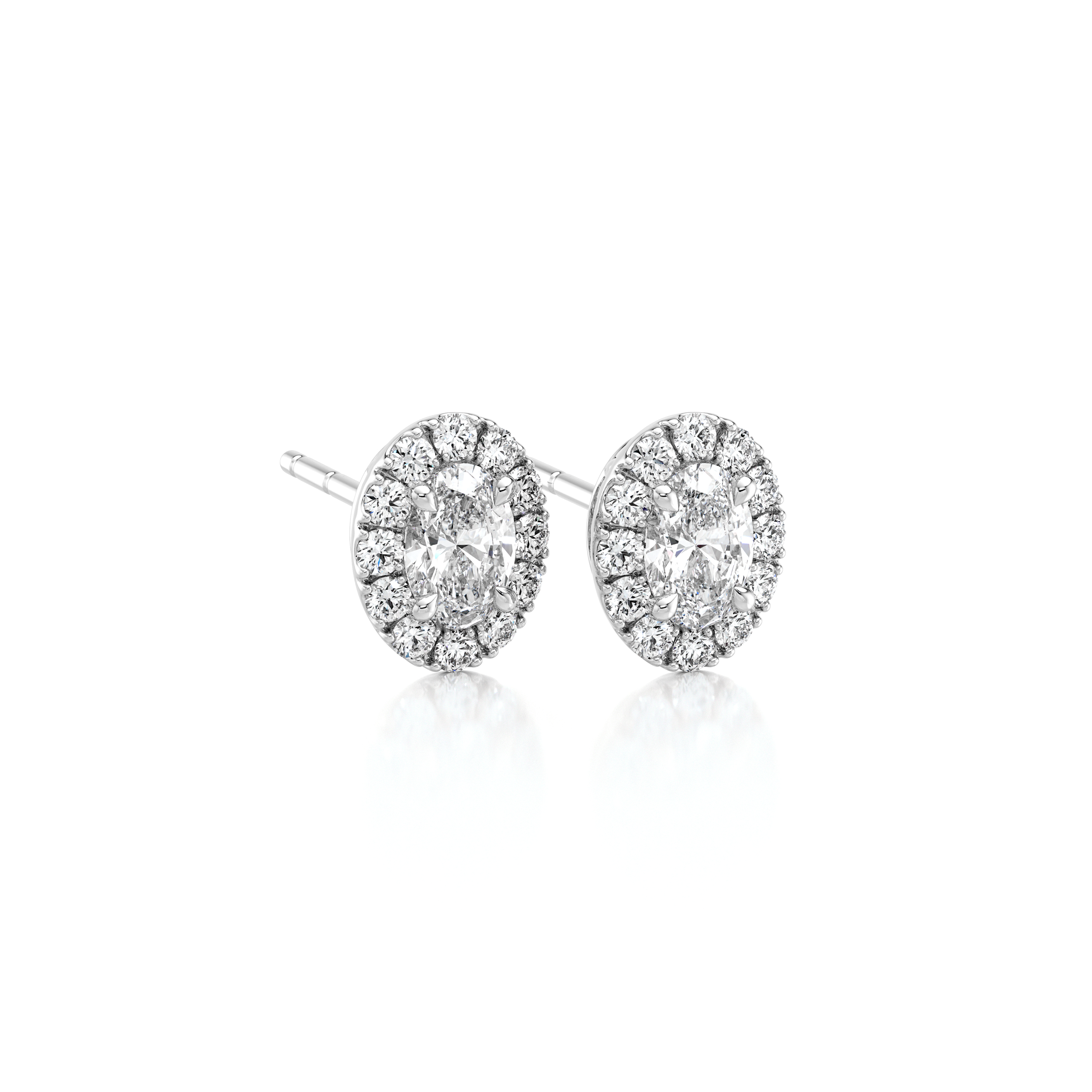 Oval Diamond Microset Halo Earrings - Shimansky Jewelry