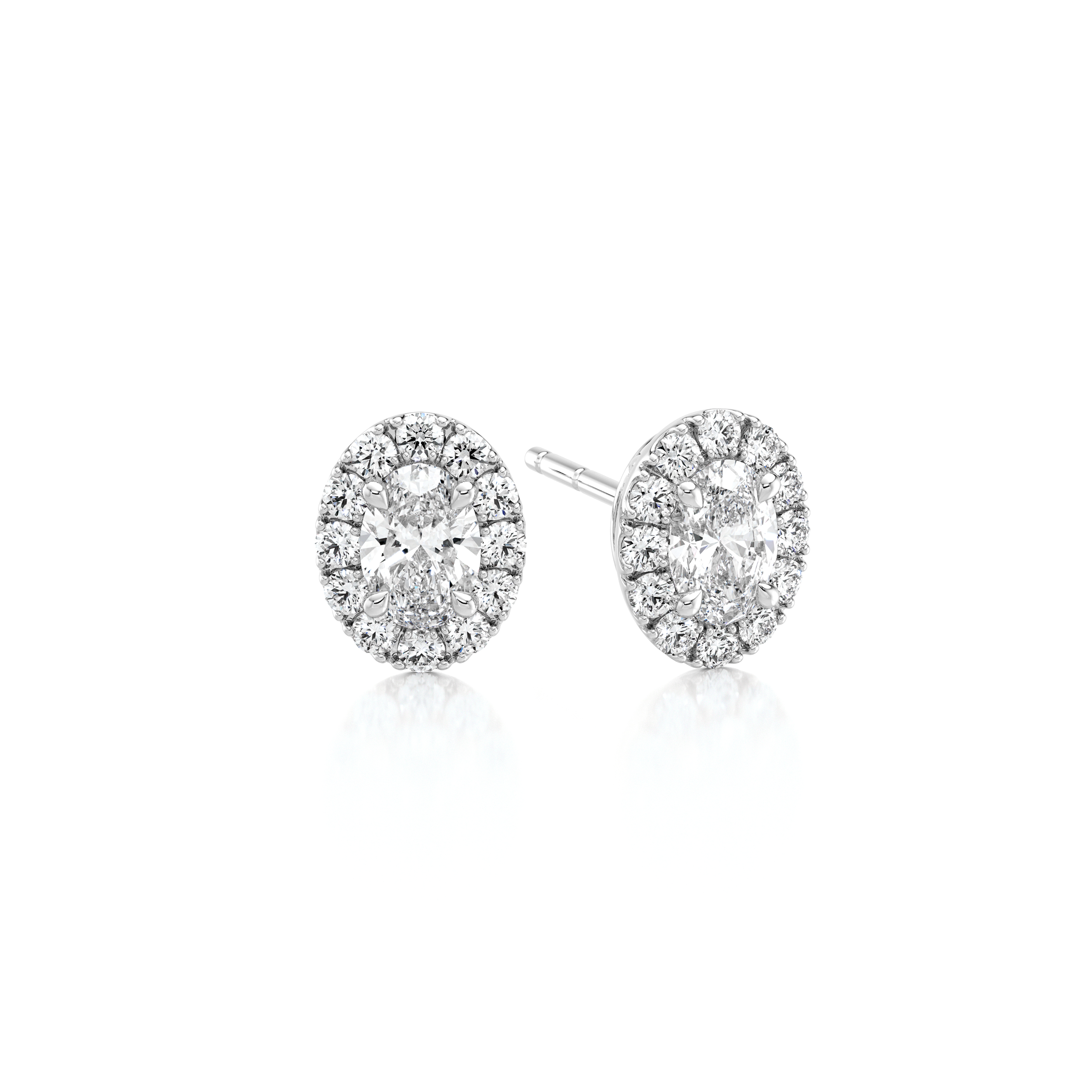 Oval Diamond Microset Halo Earrings - Shimansky Jewelry