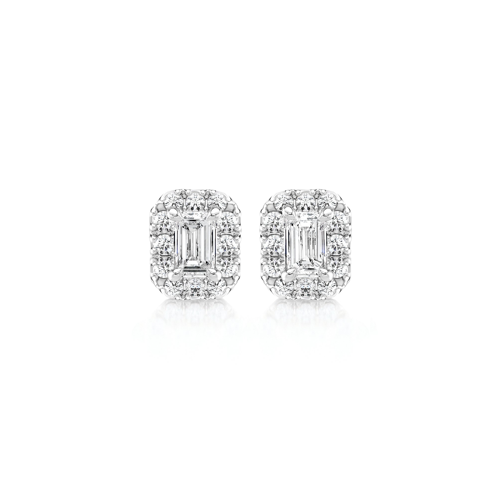 Emerald Diamond Microset Halo Earrings - Shimansky Jewelry