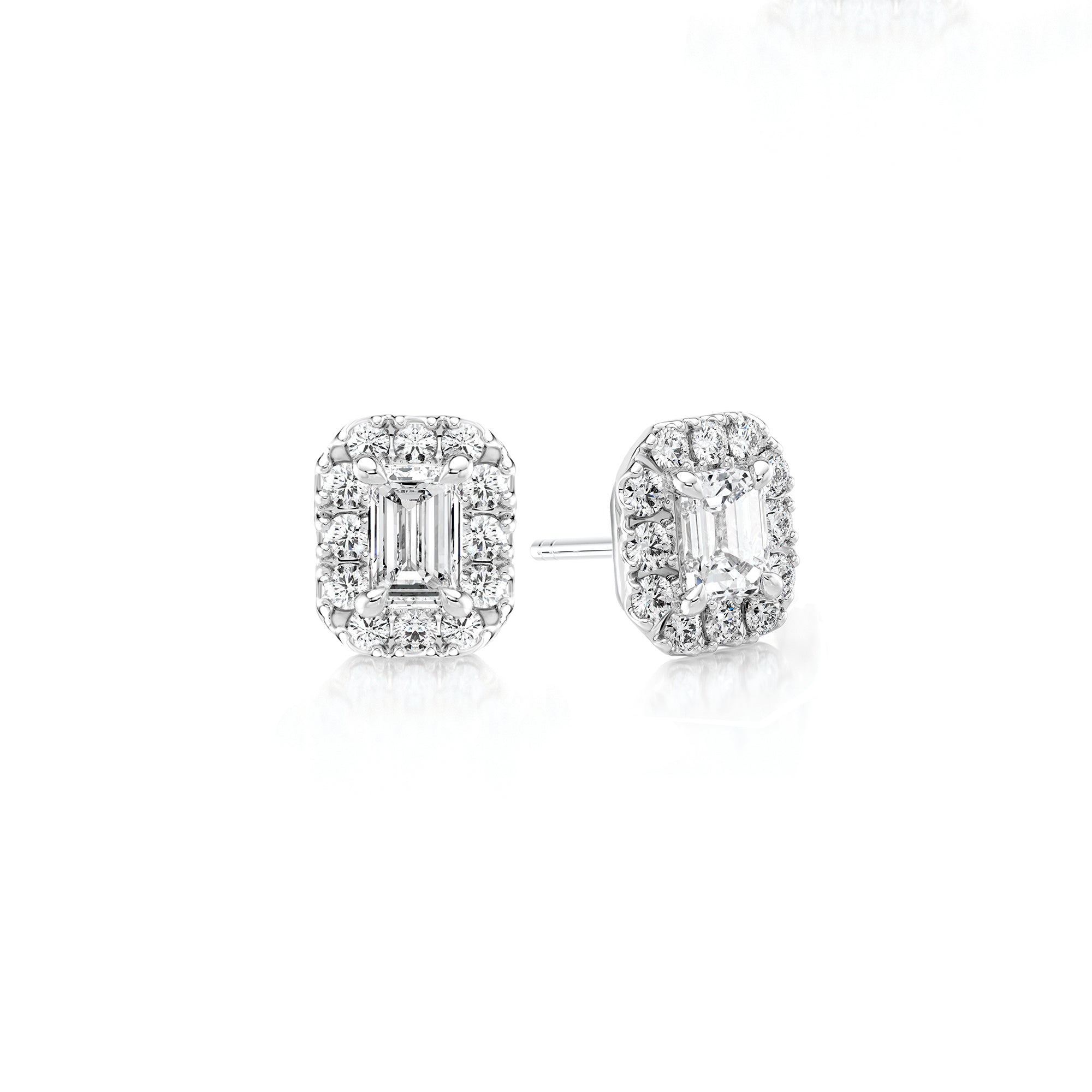 Emerald Diamond Microset Halo Earrings - Shimansky Jewelry