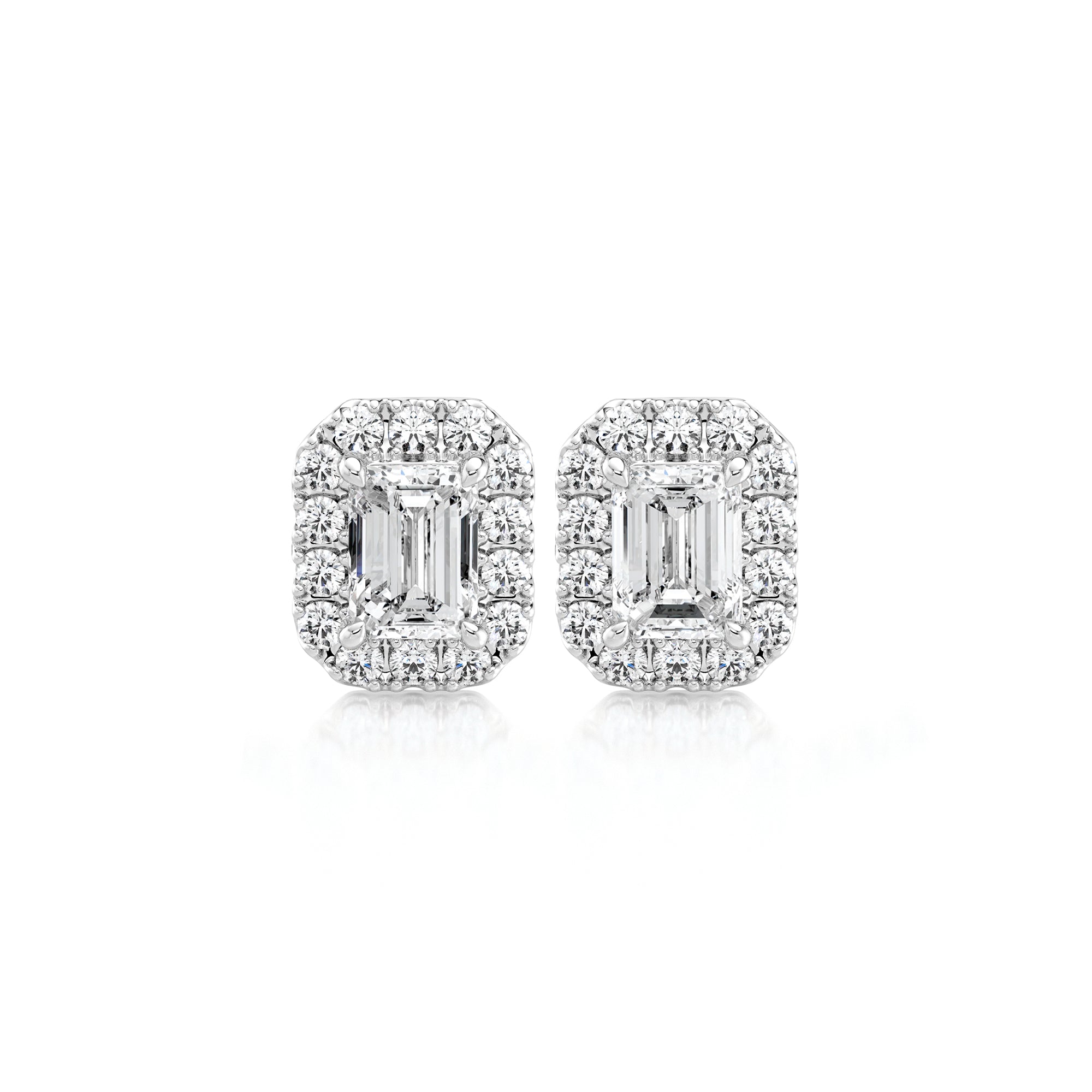 Emerald Diamond Microset Halo Earrings - Shimansky Jewelry