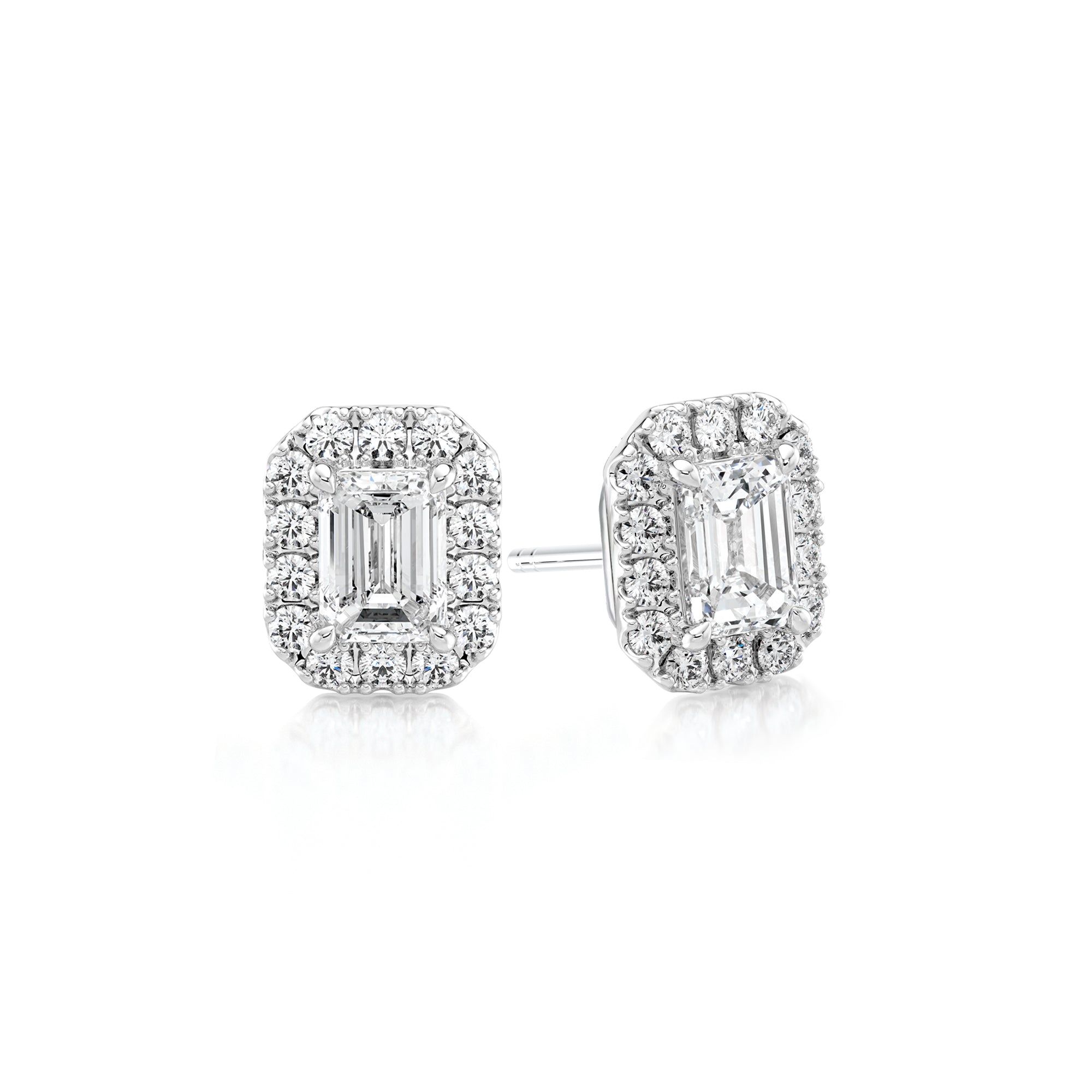Emerald Diamond Microset Halo Earrings - Shimansky Jewelry