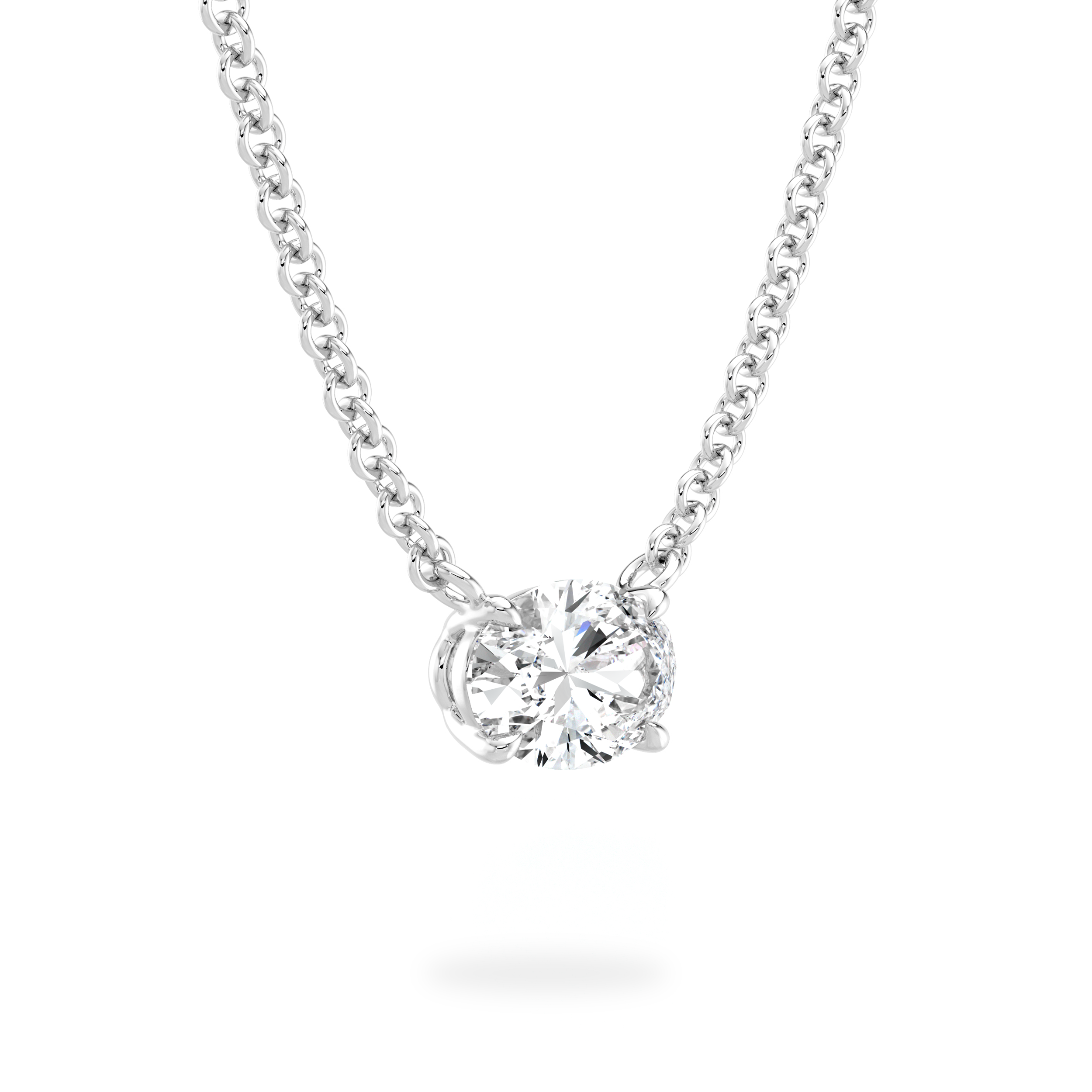 Oval Diamond Solitaire Necklace - Shimansky Jewelry
