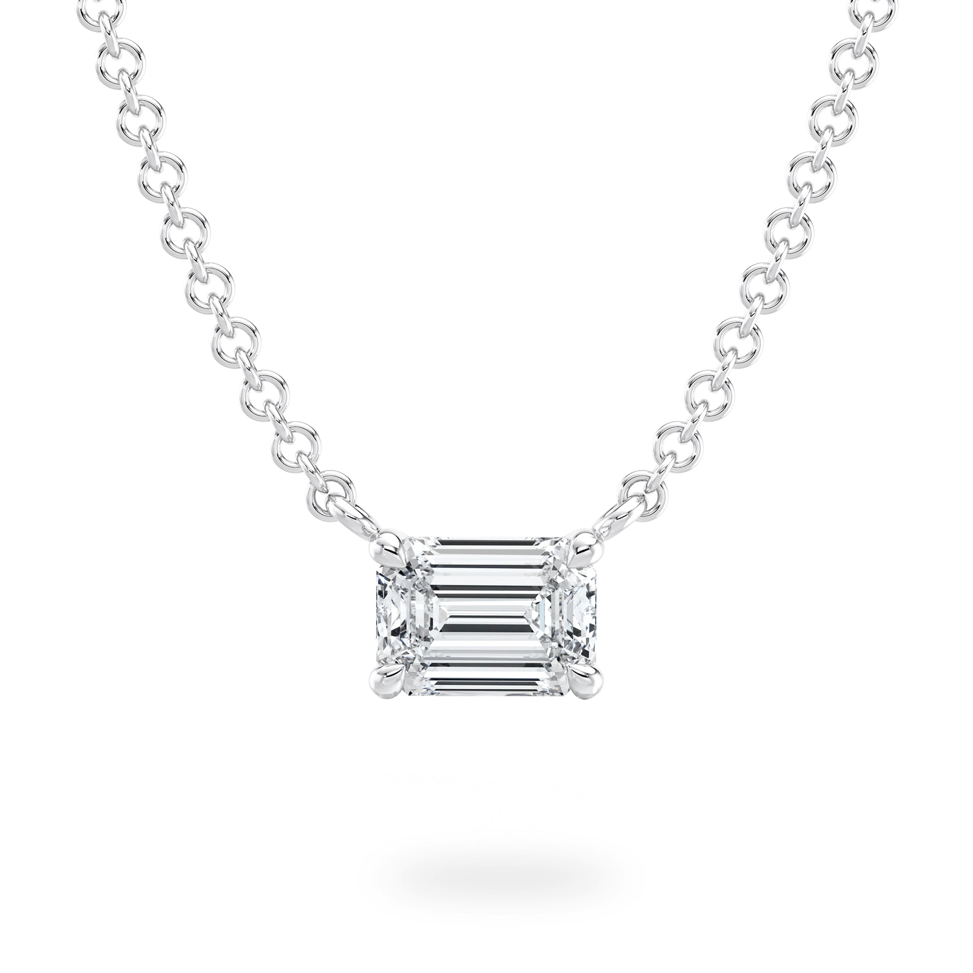 Emerald Diamond Solitaire Necklace - Shimansky Jewelry