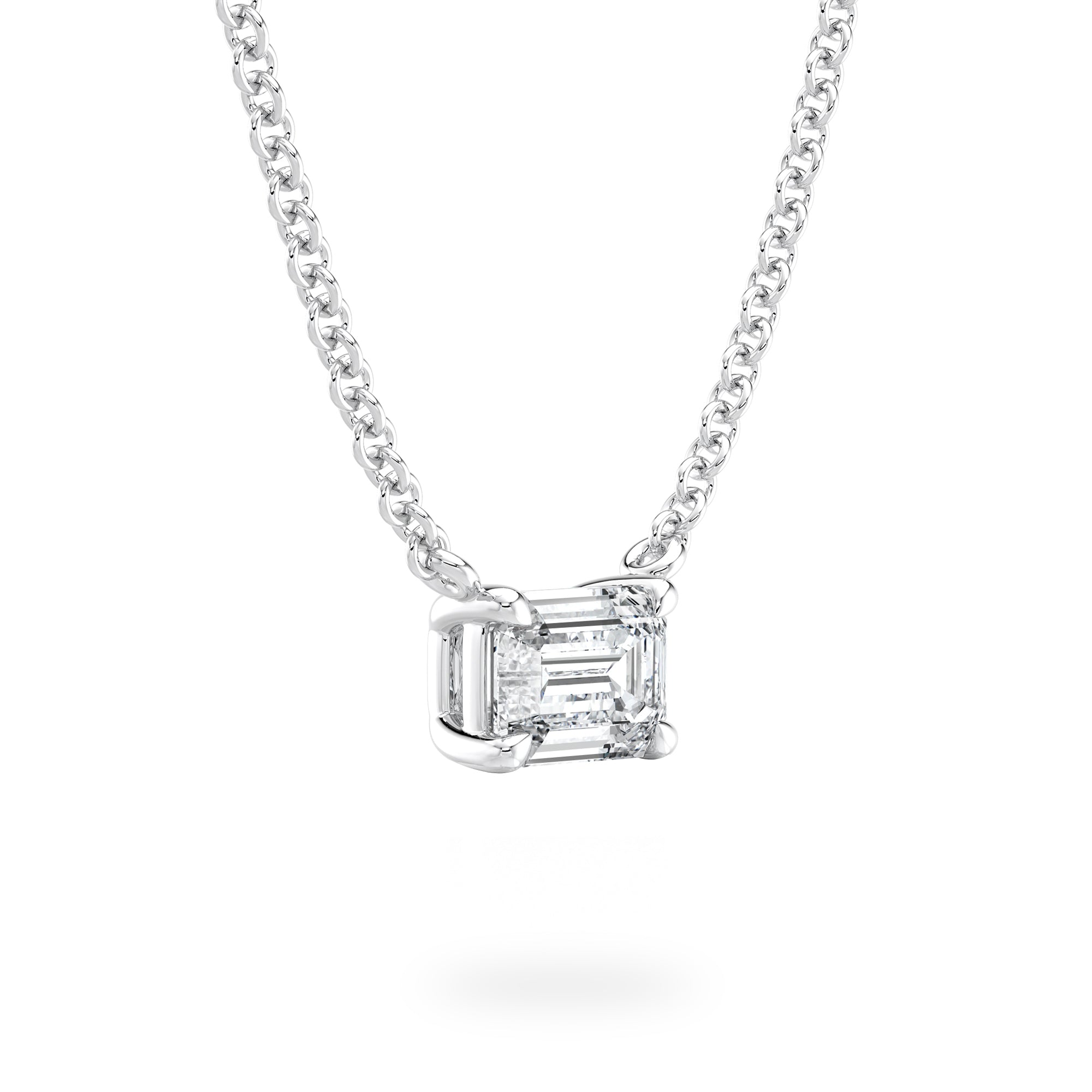 Emerald Diamond Solitaire Necklace - Shimansky Jewelry