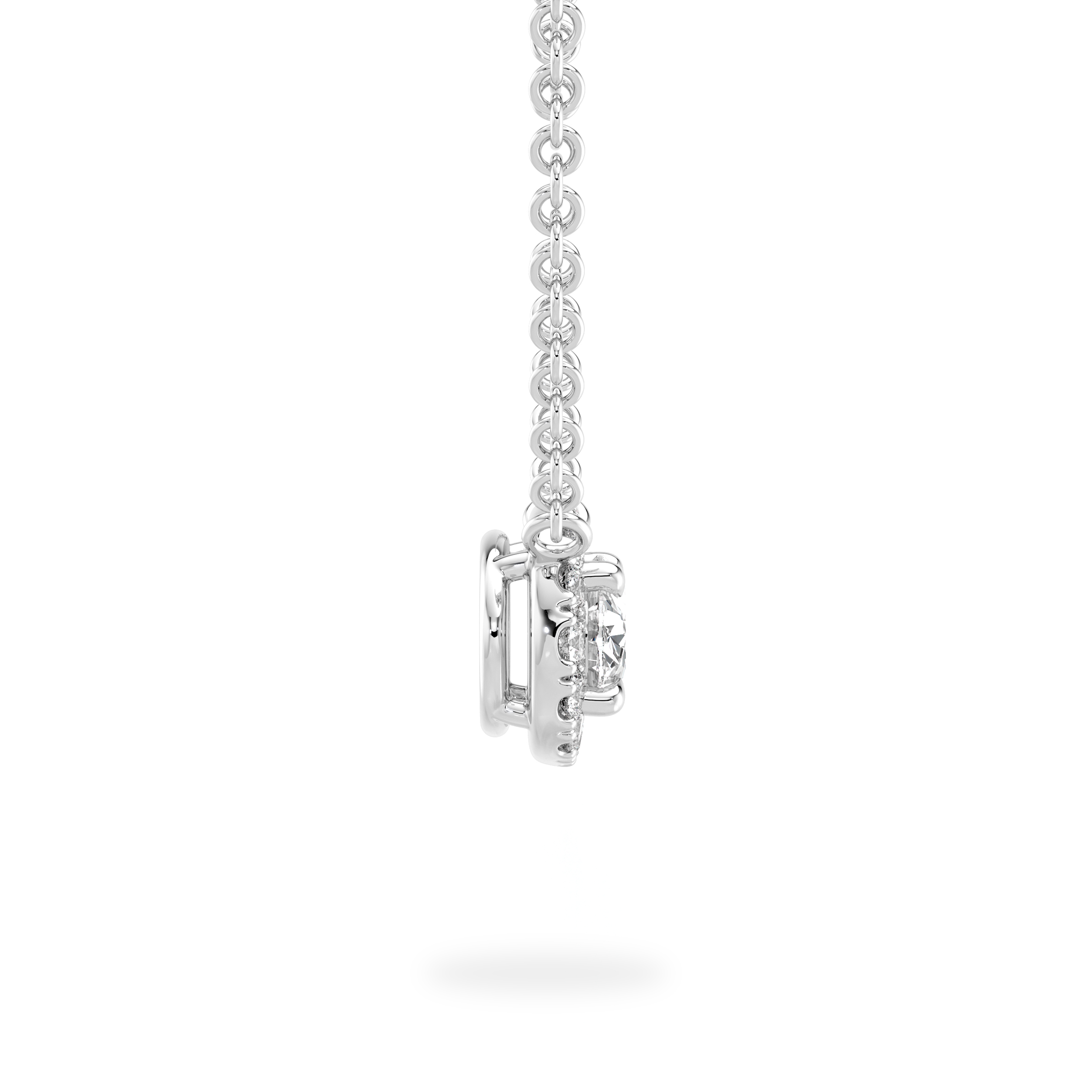 Oval Diamond Microset Halo Necklace - Shimansky Jewelry