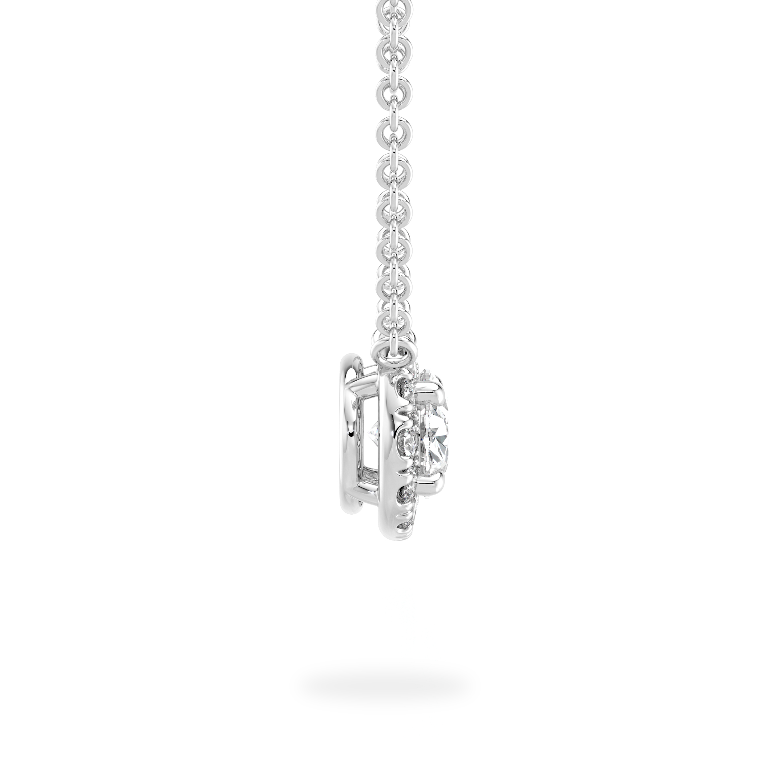 Oval Diamond Microset Halo Necklace - Shimansky Jewelry