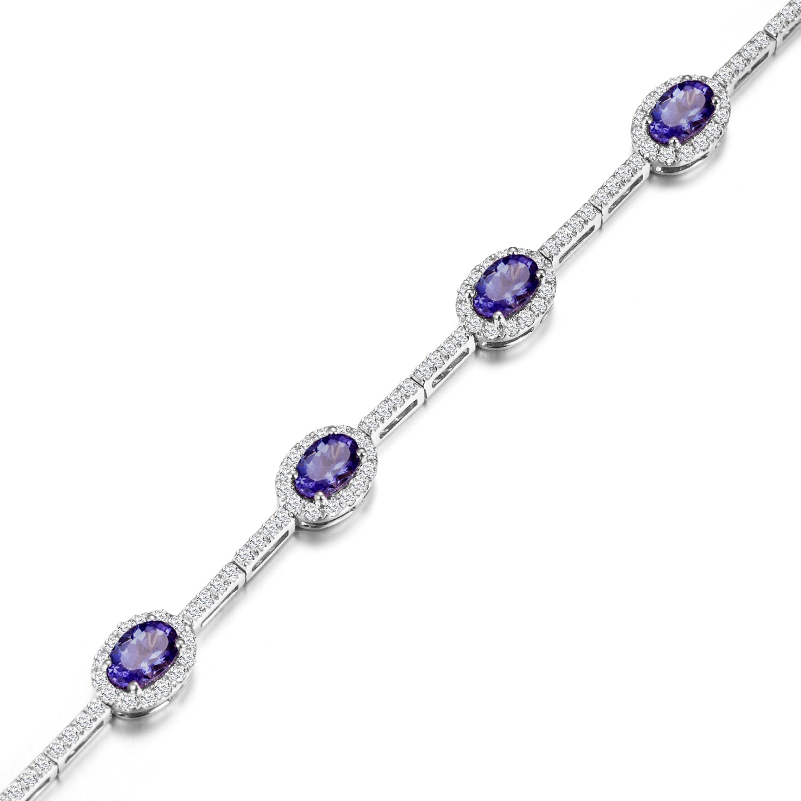 Tanzanite Oval Halo Dress Bracelet - Shimansky Jewelry