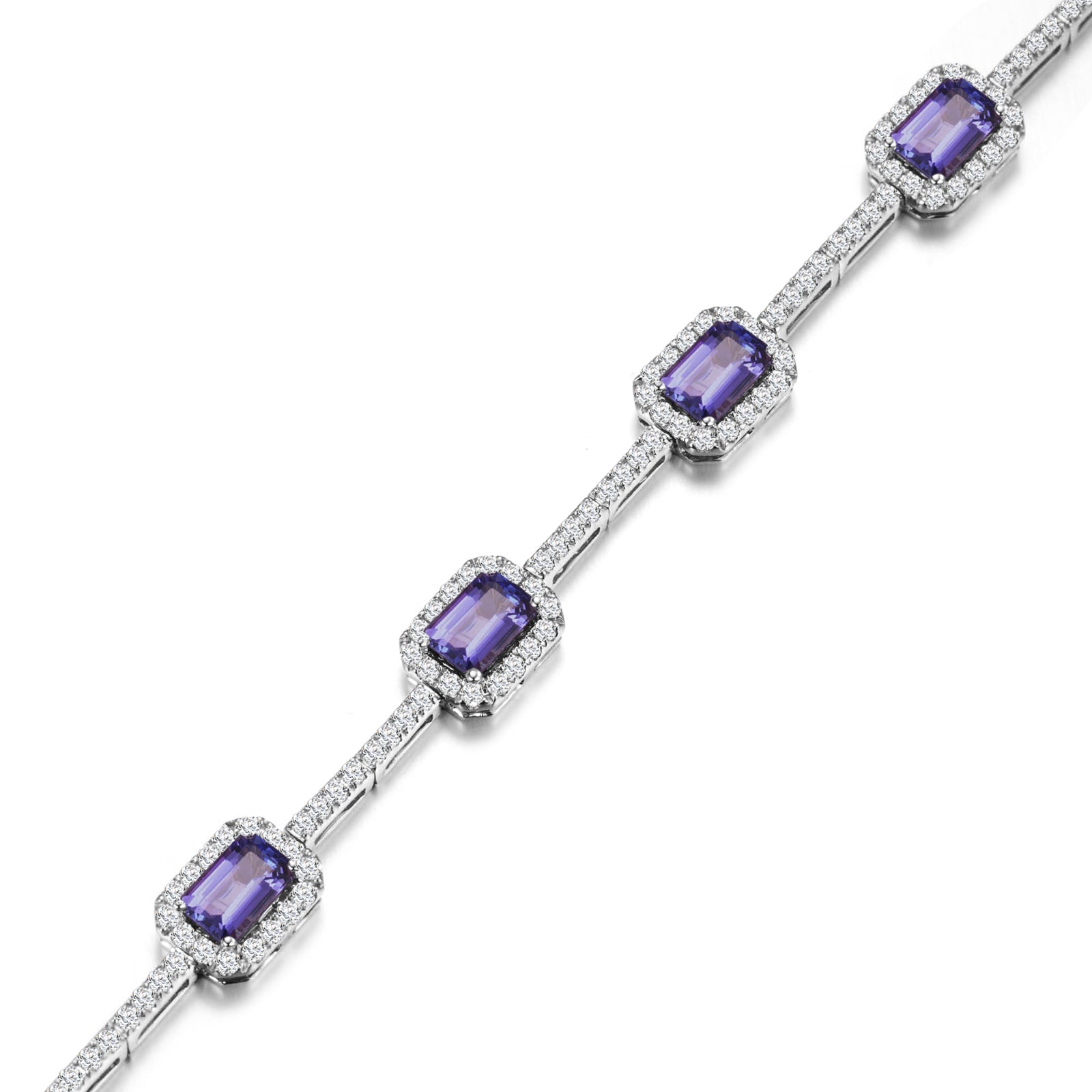 Tanzanite Emerald Halo Dress Bracelet - Shimansky Jewelry
